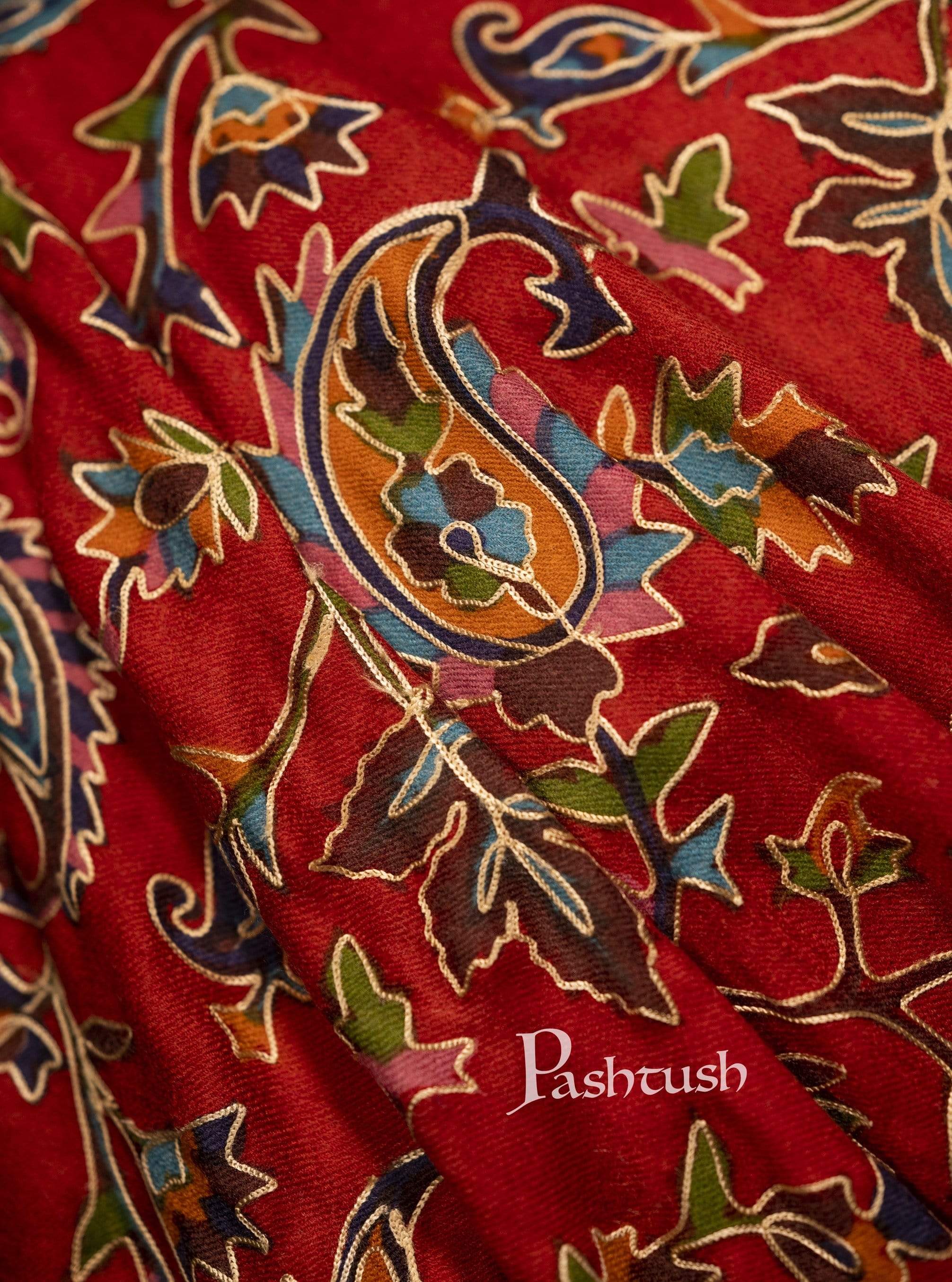 Pashtush Mens Kalamkari Embroidery Shawl, Gents  Shawls, Medium - Image 3