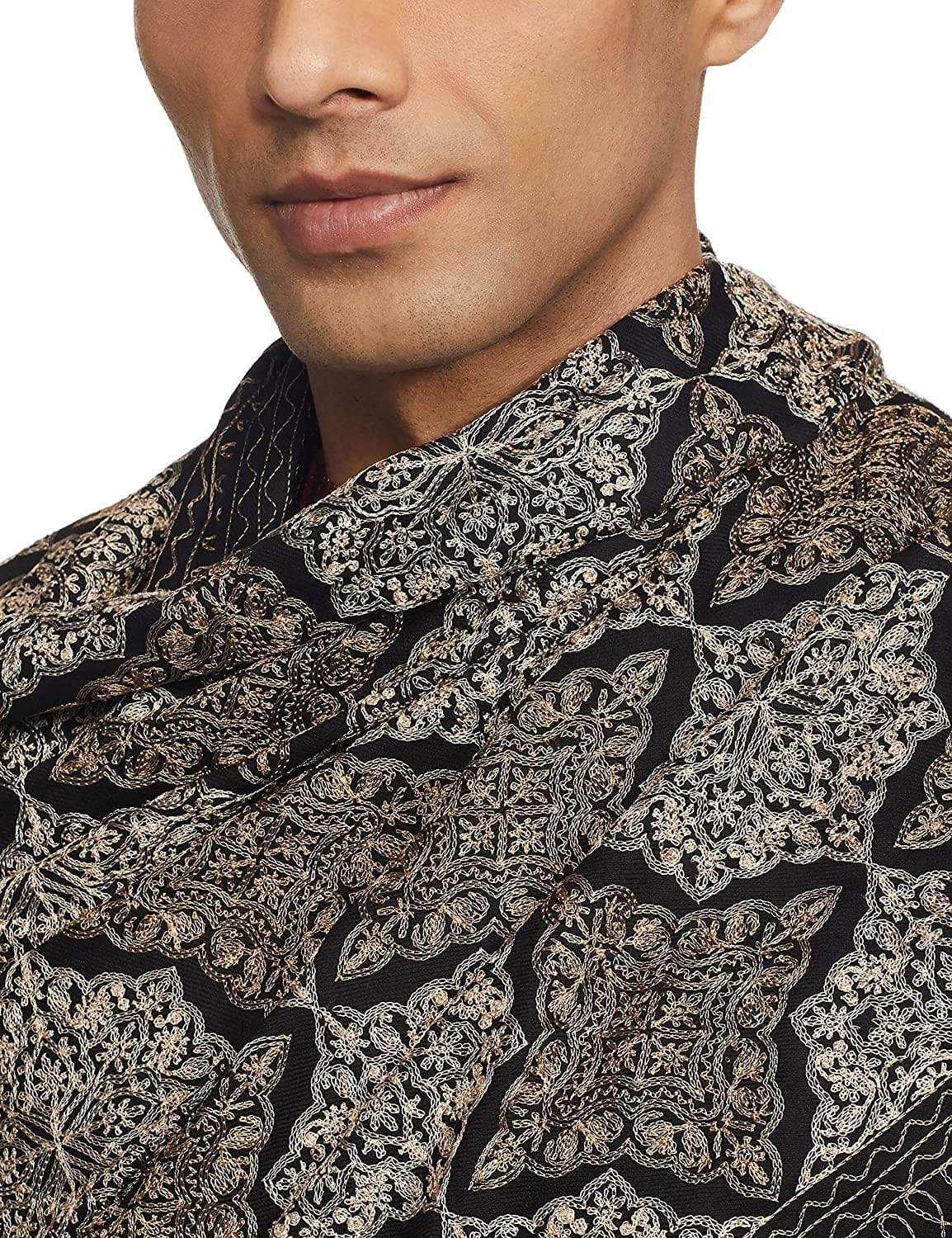 Pashtush Mens Embroidery Shawl, Light Weight, Fine Wool, Black - Image 7
