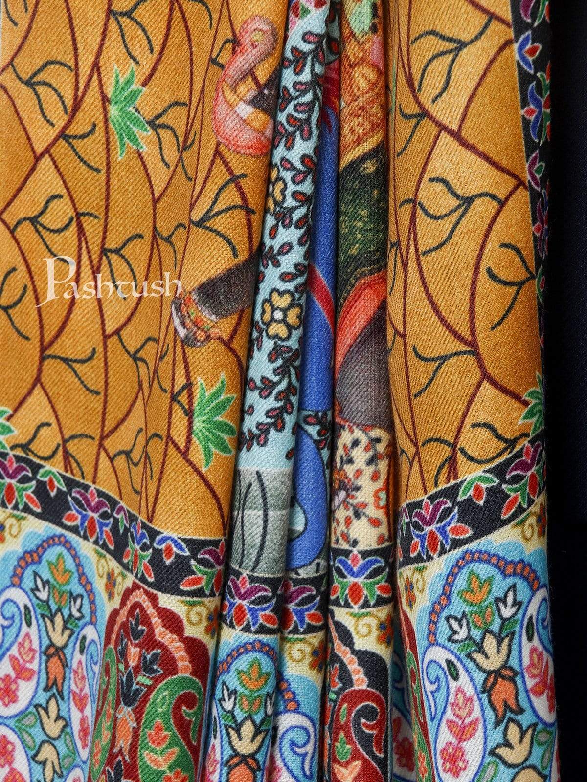 Pashtush Mens Mughal Darbar Printed Shawl, 100% Pure, Woolmark Certified - Image 5