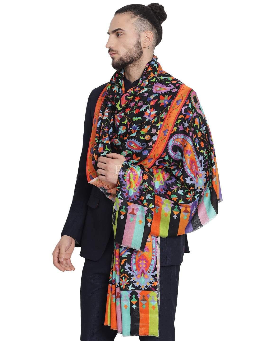 Pashtush Mens Pure Wool Printed Stole, Soft And Warm - Image 5