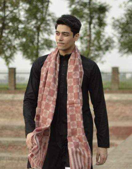 Pashtush Men'S Reversible Stole, Checkered Design,Maroon - Image 2
