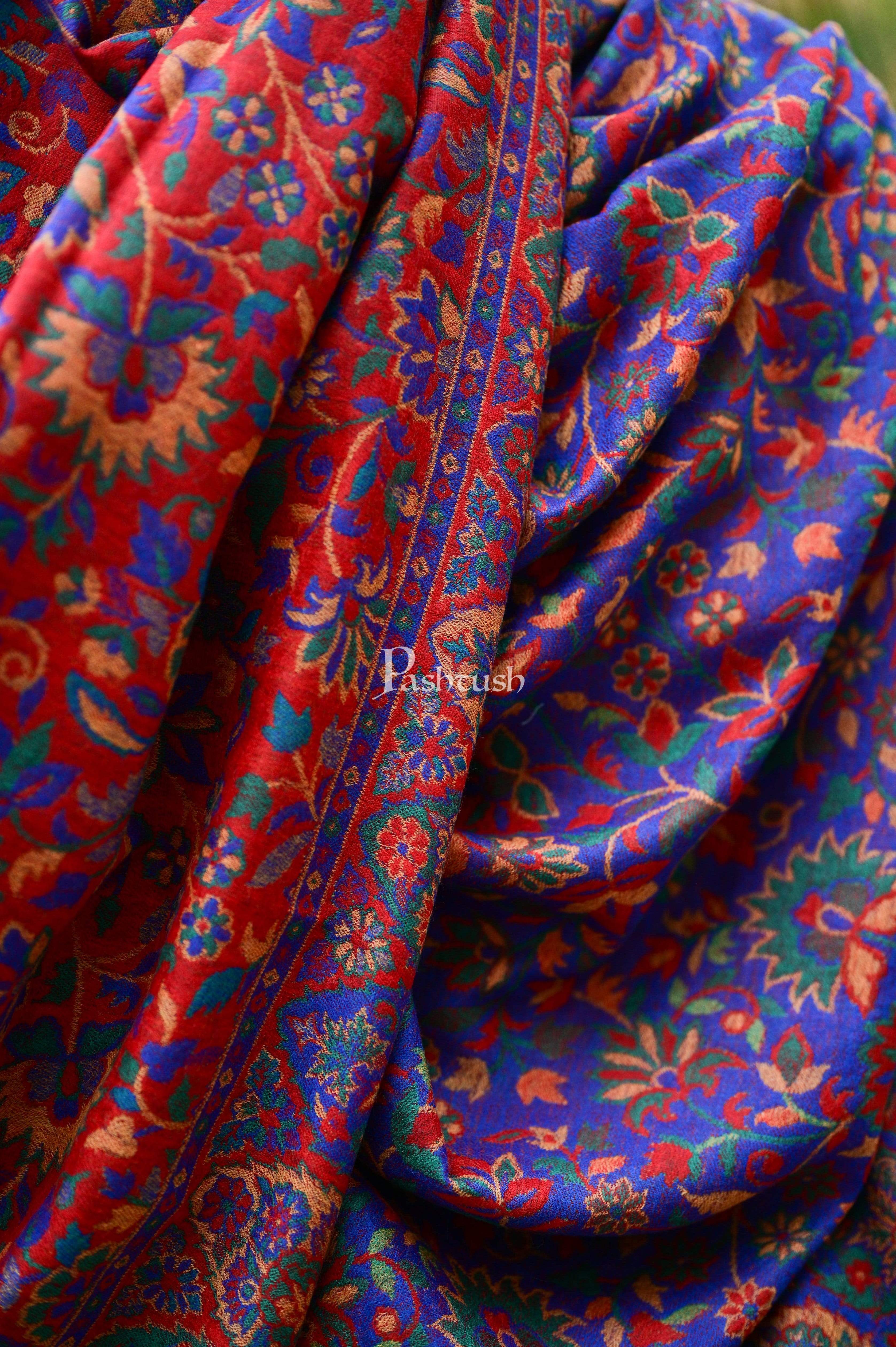 Pashtush Mens Reversible Twin Color 100% Pure Wool Soft Ethnic Weave Stole, Woolmark Certified Amber - Image 3