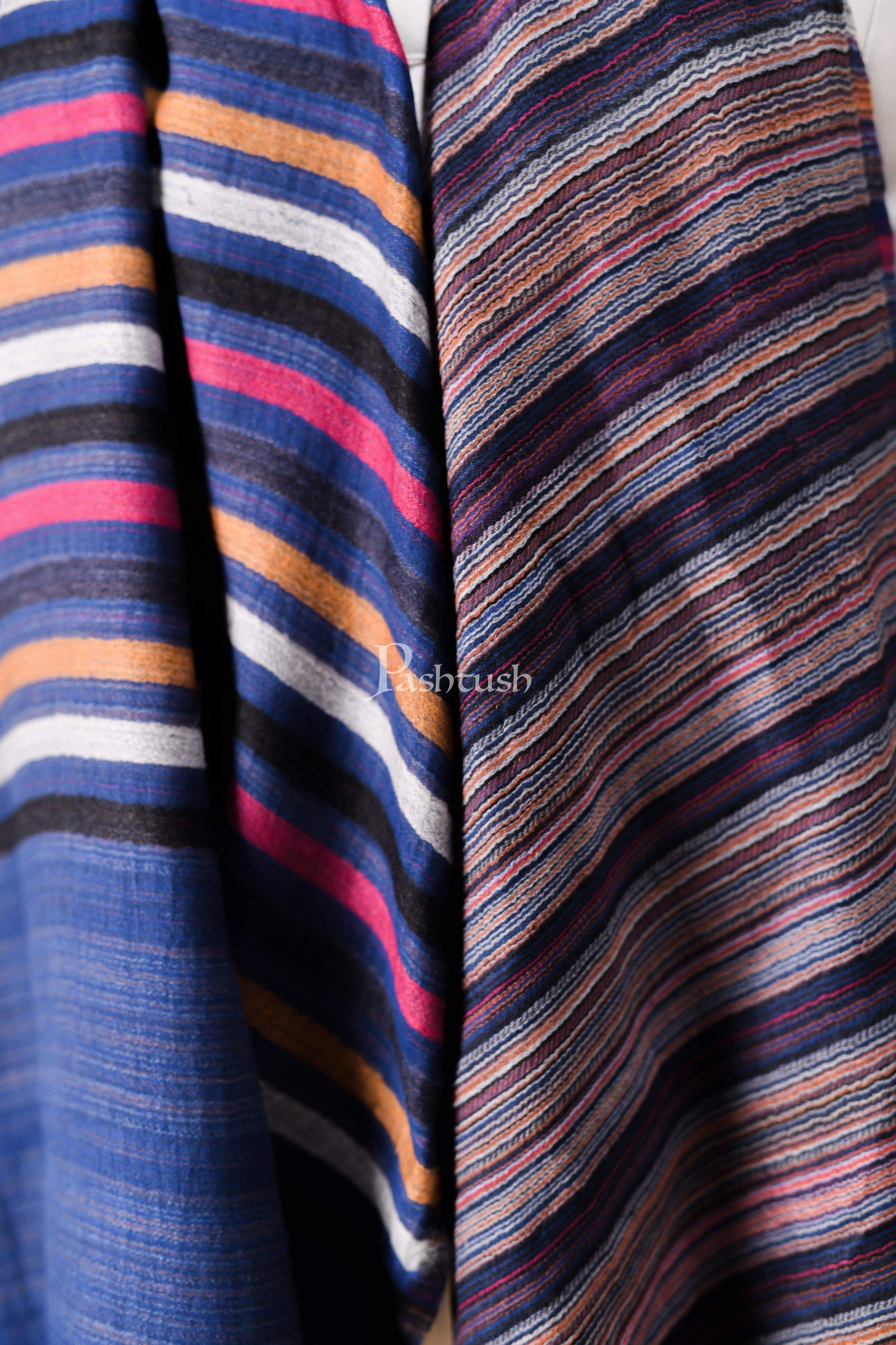 Pashtush Mens Cashmere And Wool Blended Scarf, With Fluro-Neon Stripes - Image 2