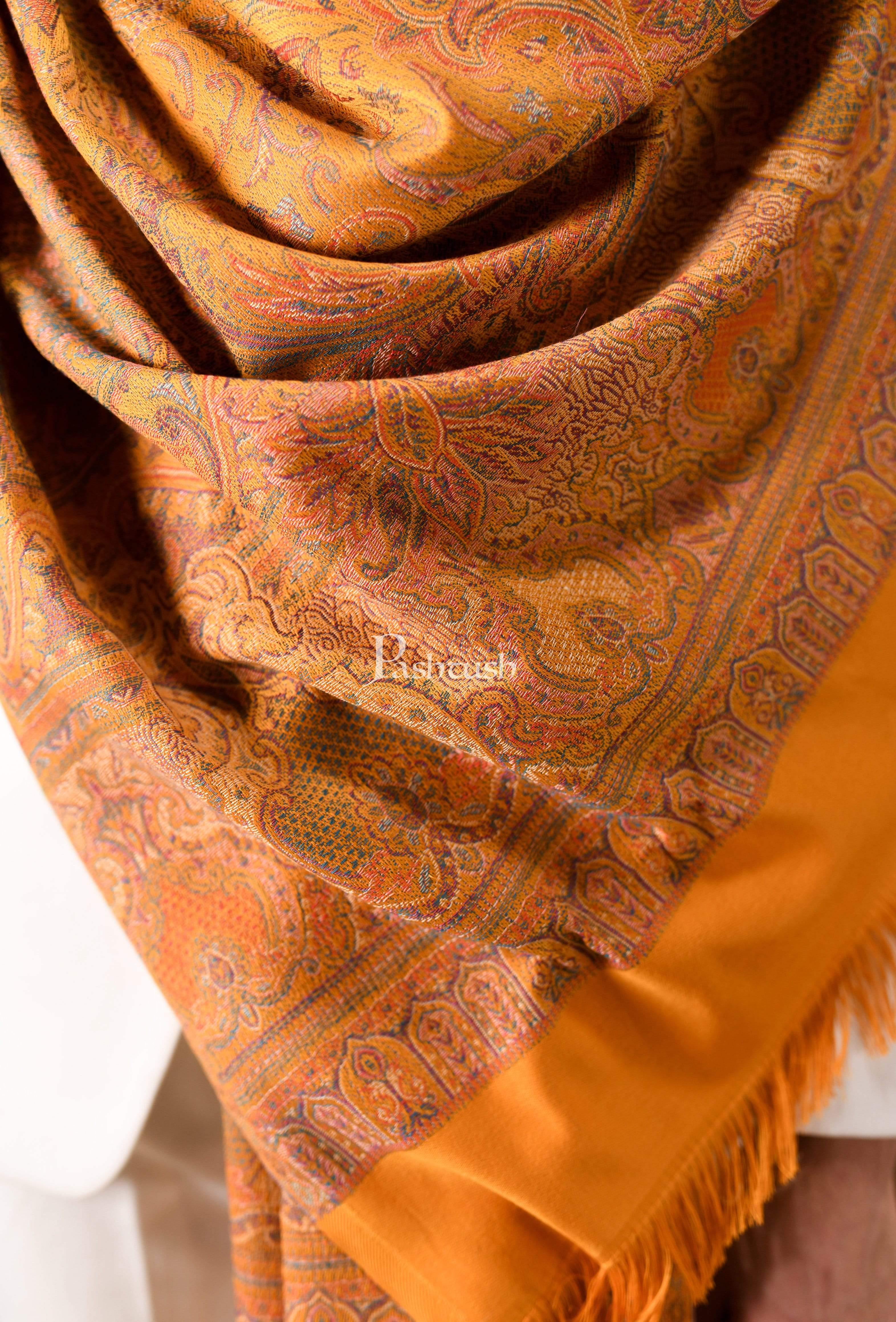 Pashtush Mens Jamawar Stole, Mustard - Image 2