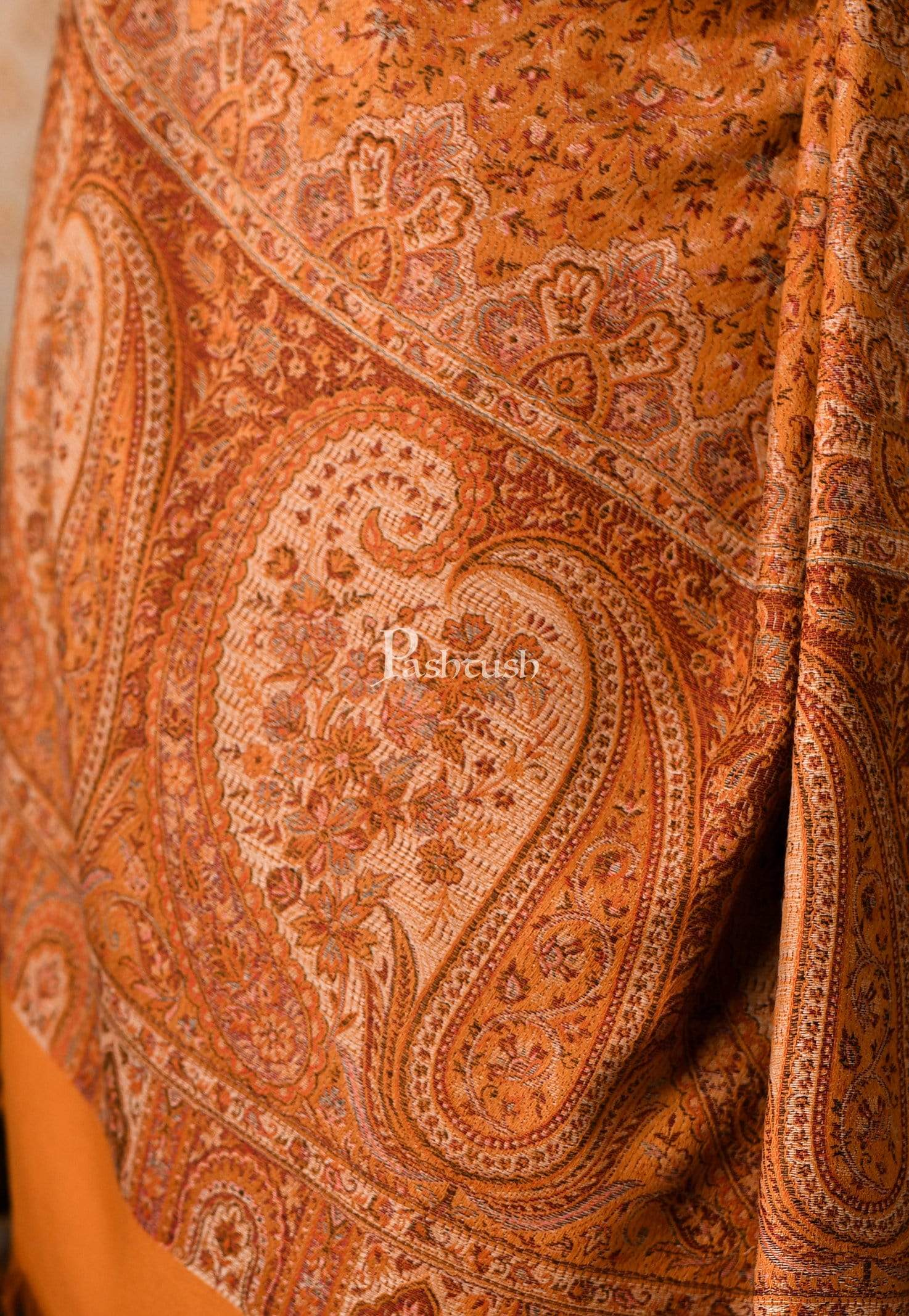 Pashtush Mens Ethnic Stole, Faux Pashmina Amber - Image 2