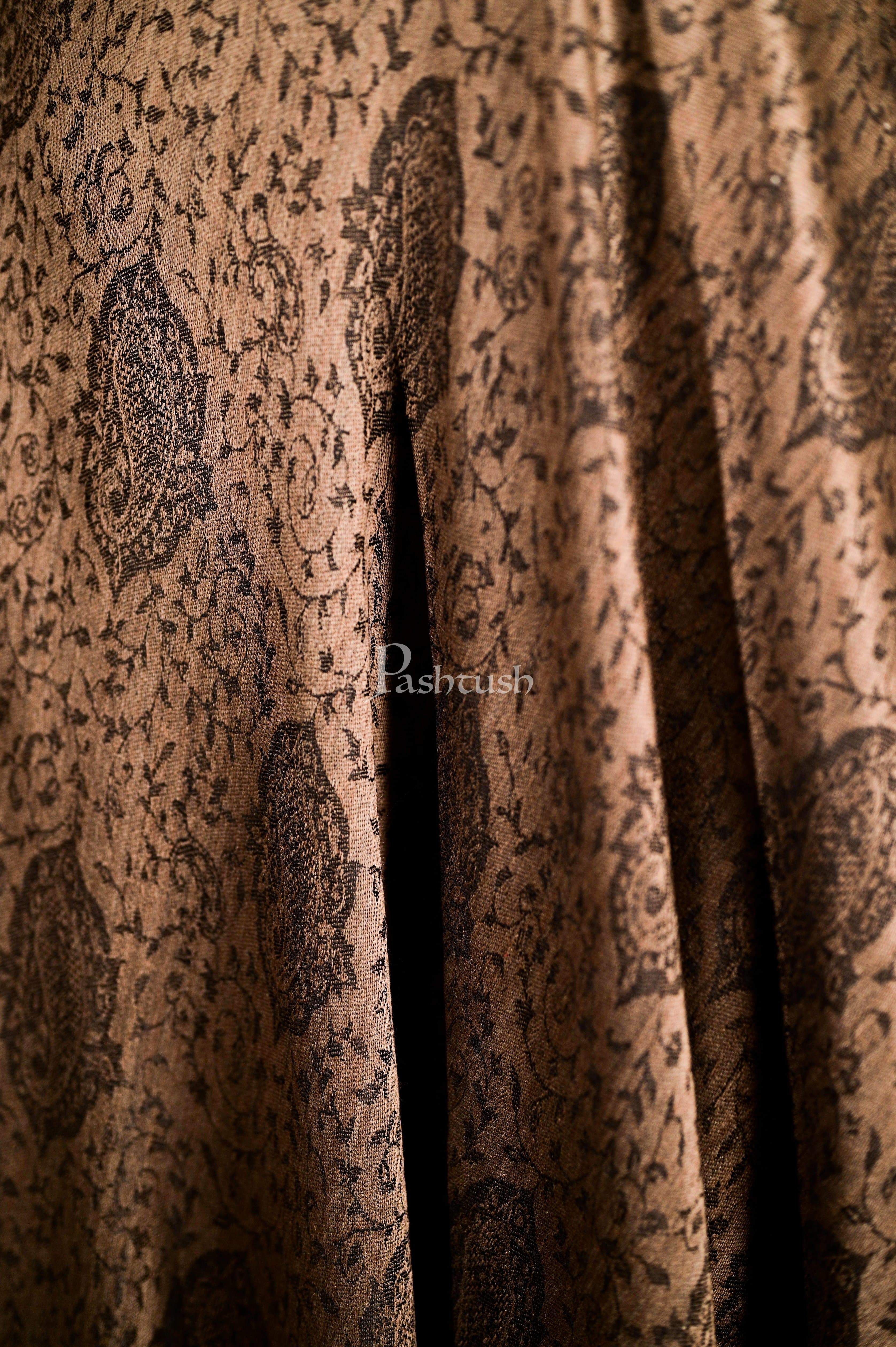 Pashtush Mens Soft Wool, Reversible Stole Scarf, Self Paisley Weave - Image 2