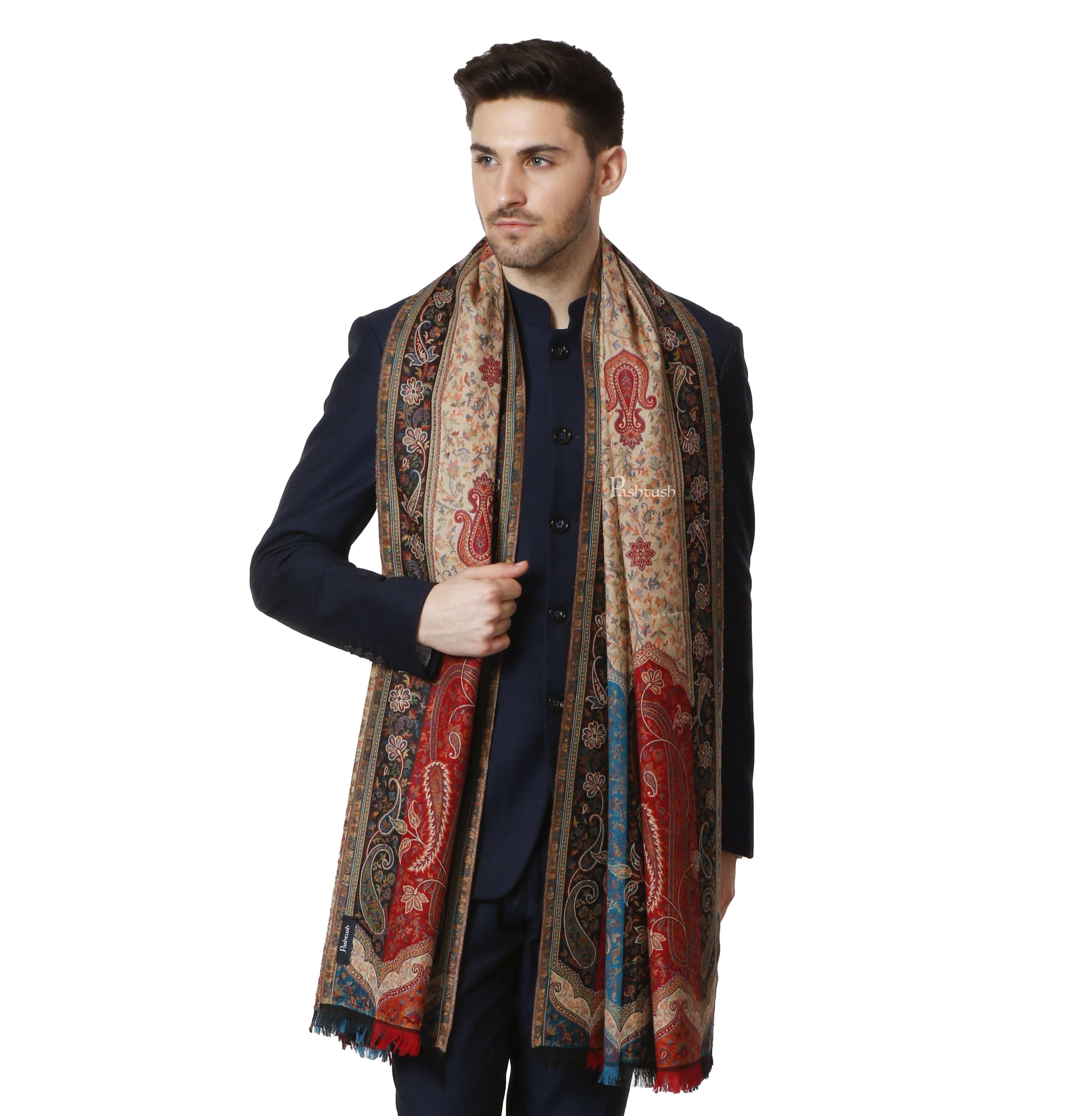 Pashtush Mens Ethnic Stole, Multicoloured, Faux Pashmina - Image 2