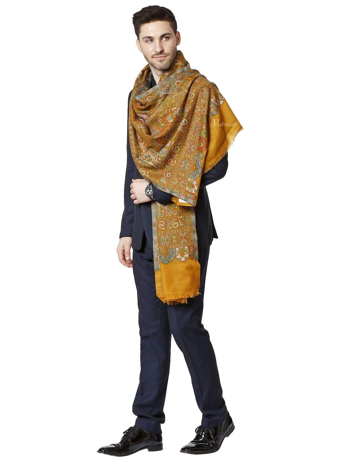 Pashtush Mens Kalamkari Weave Pure Wool Stole, With Woolmark Certificate - Image 6