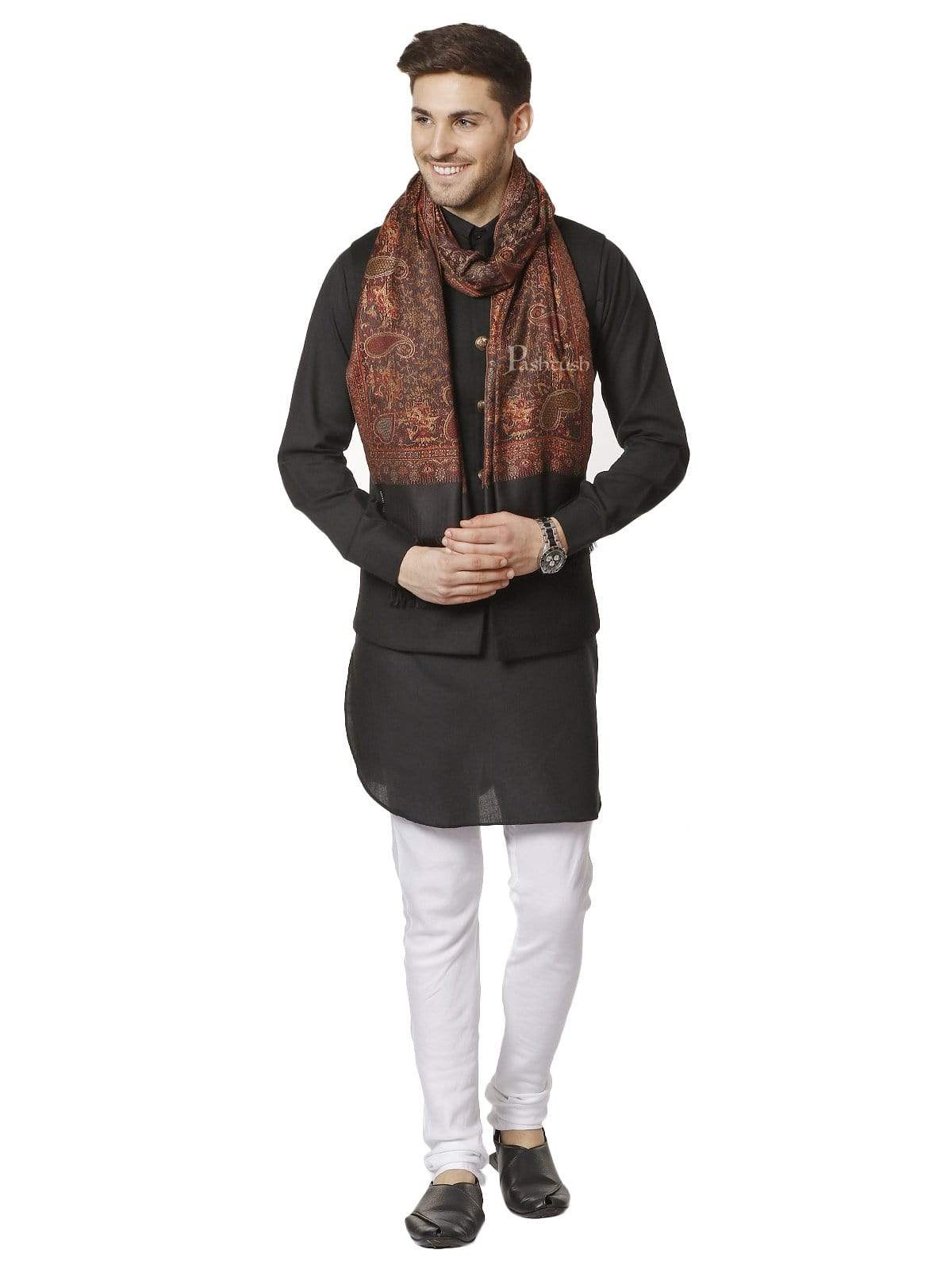 Pashtush Mens Fine Soft Ethnic Stole, Reversible - Image 5