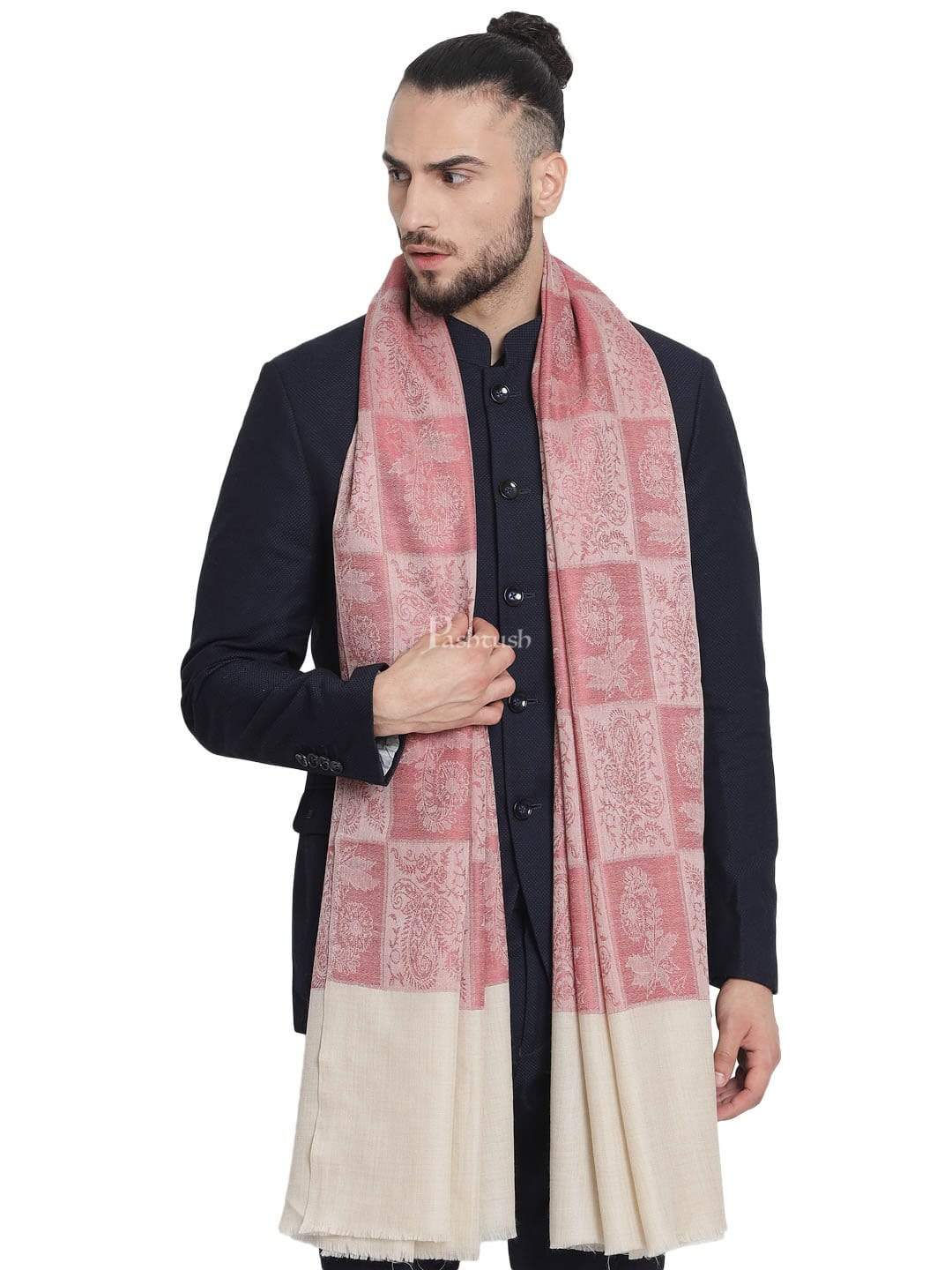 Pashtush Mens Stole Scarf, Extra Soft Wool Stole, Aztec Weave - Image 4