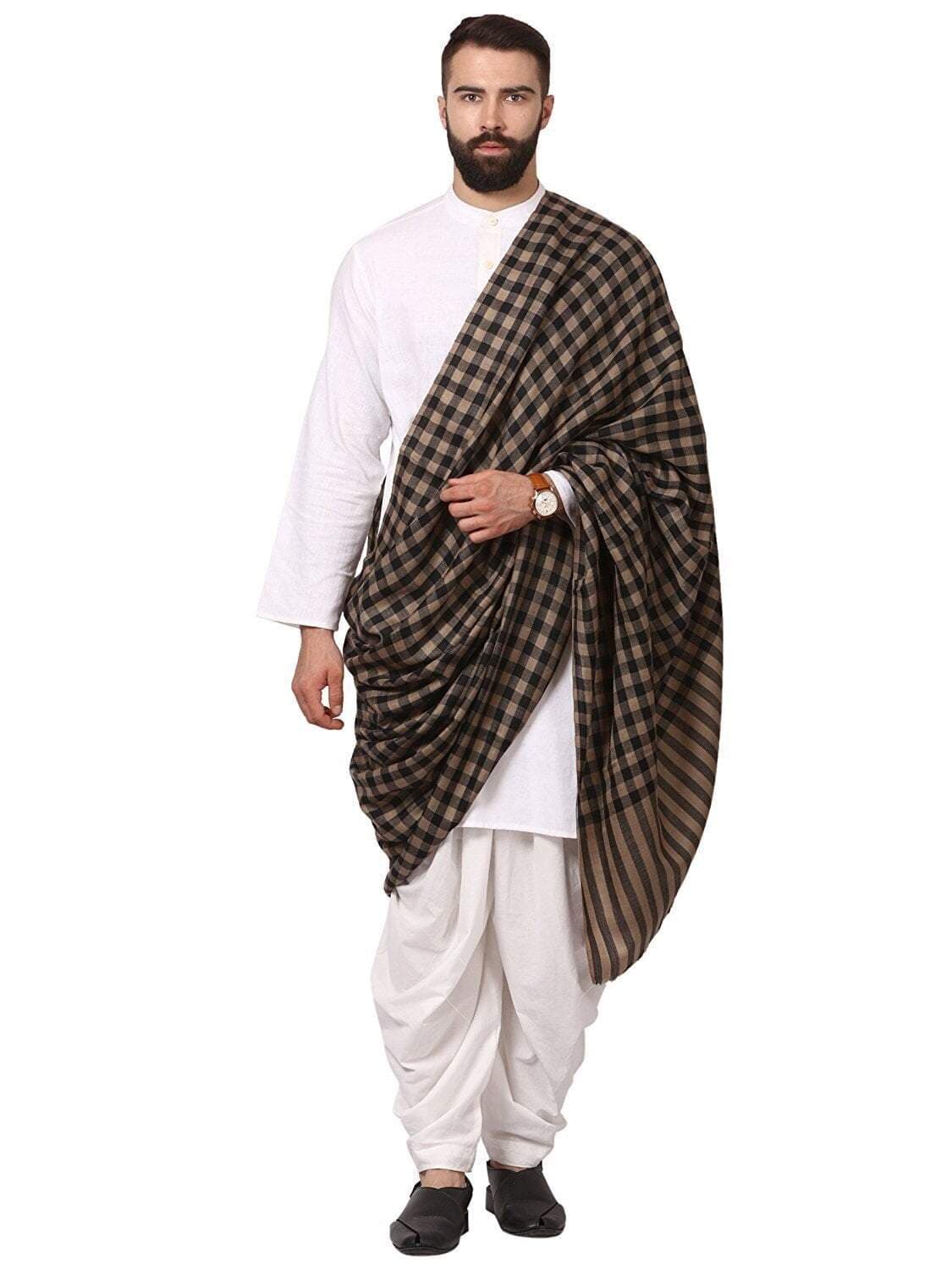 Pashtush Mens Woven Check Shawl  Light Weight - Fine Wool. - Image 8