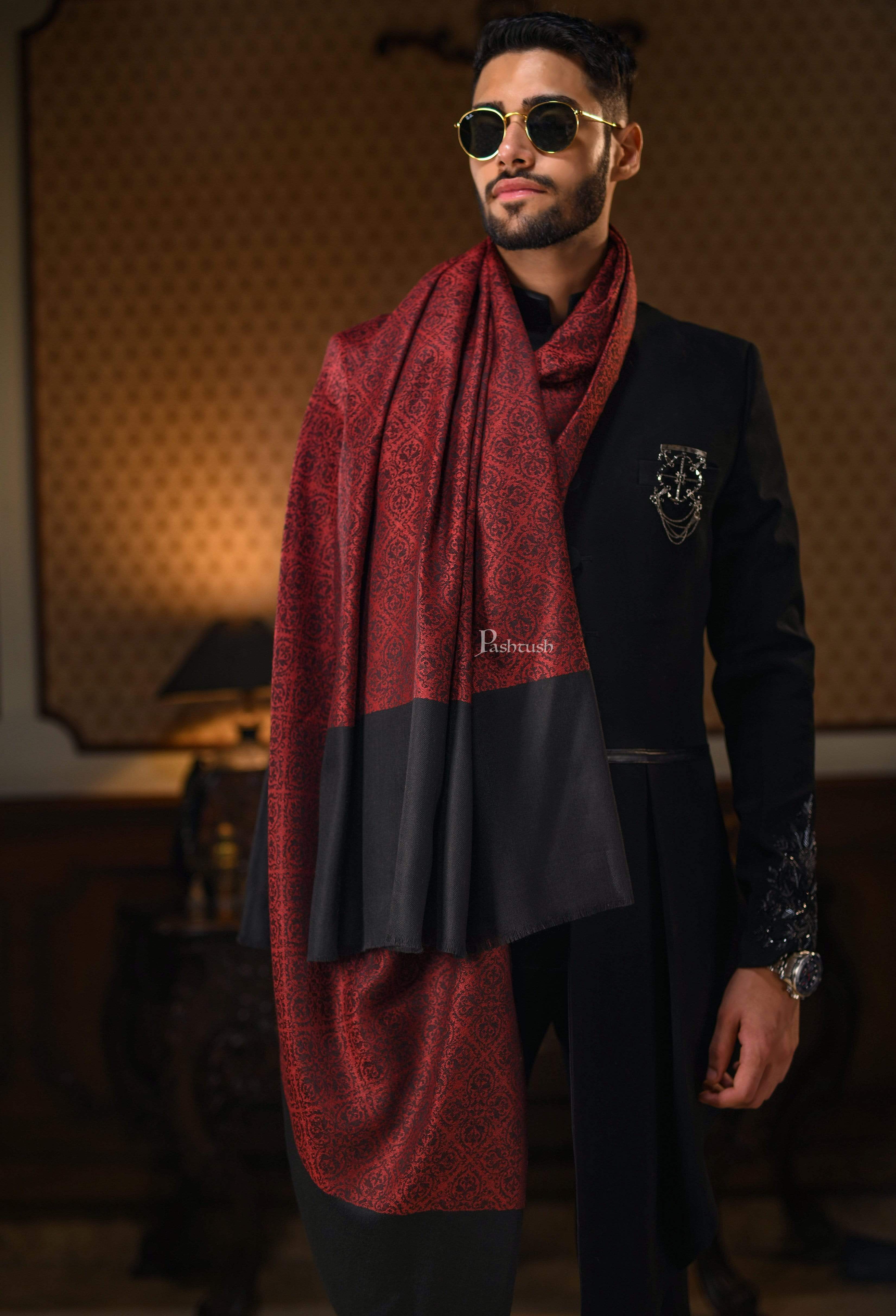 Pashtush Mens Woven Paisley, Extra Soft Fine Wool Stole - Image 4