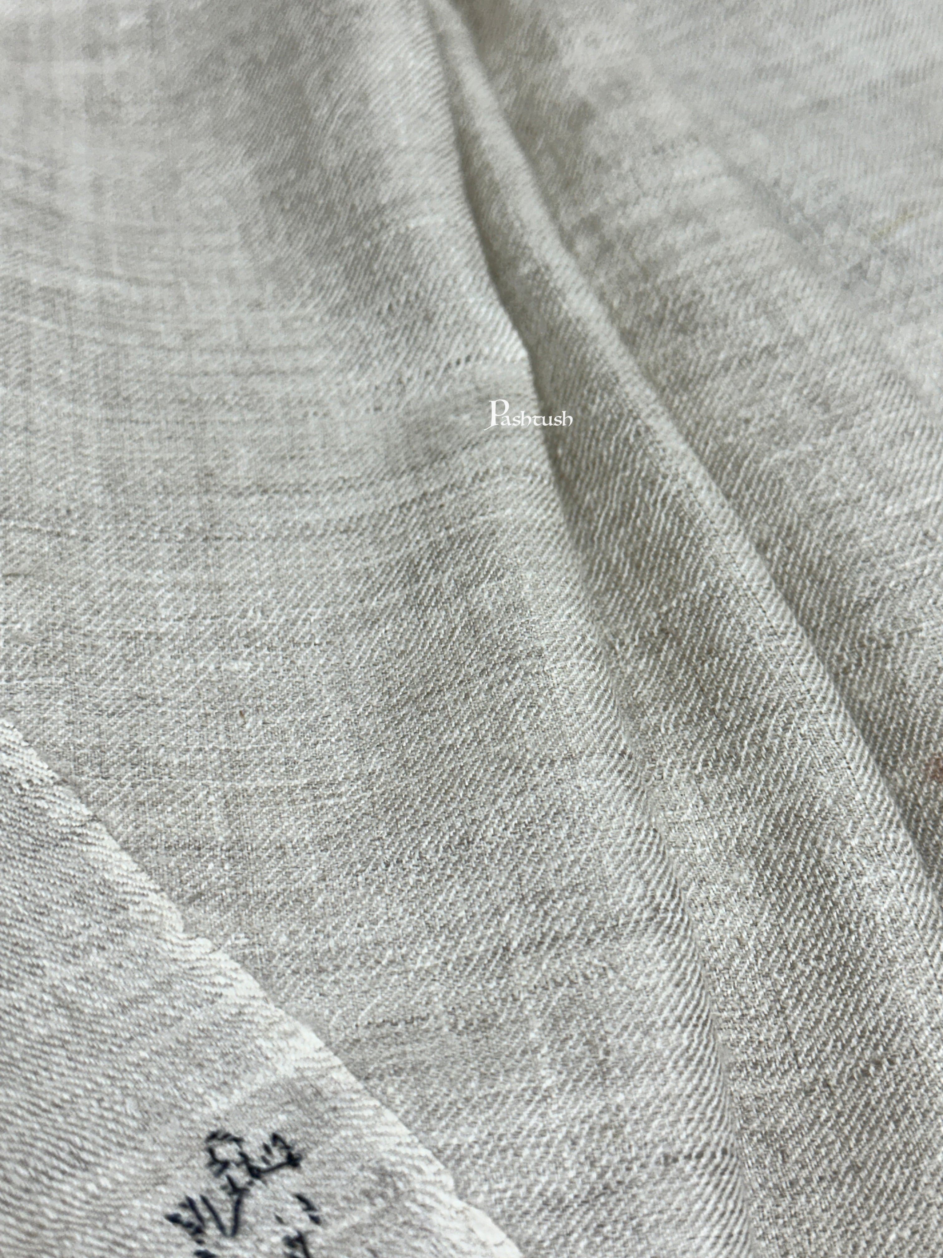 Pashtush Pure Pashmina Shawl, Hand Woven, Handmade, Beige - Image 2