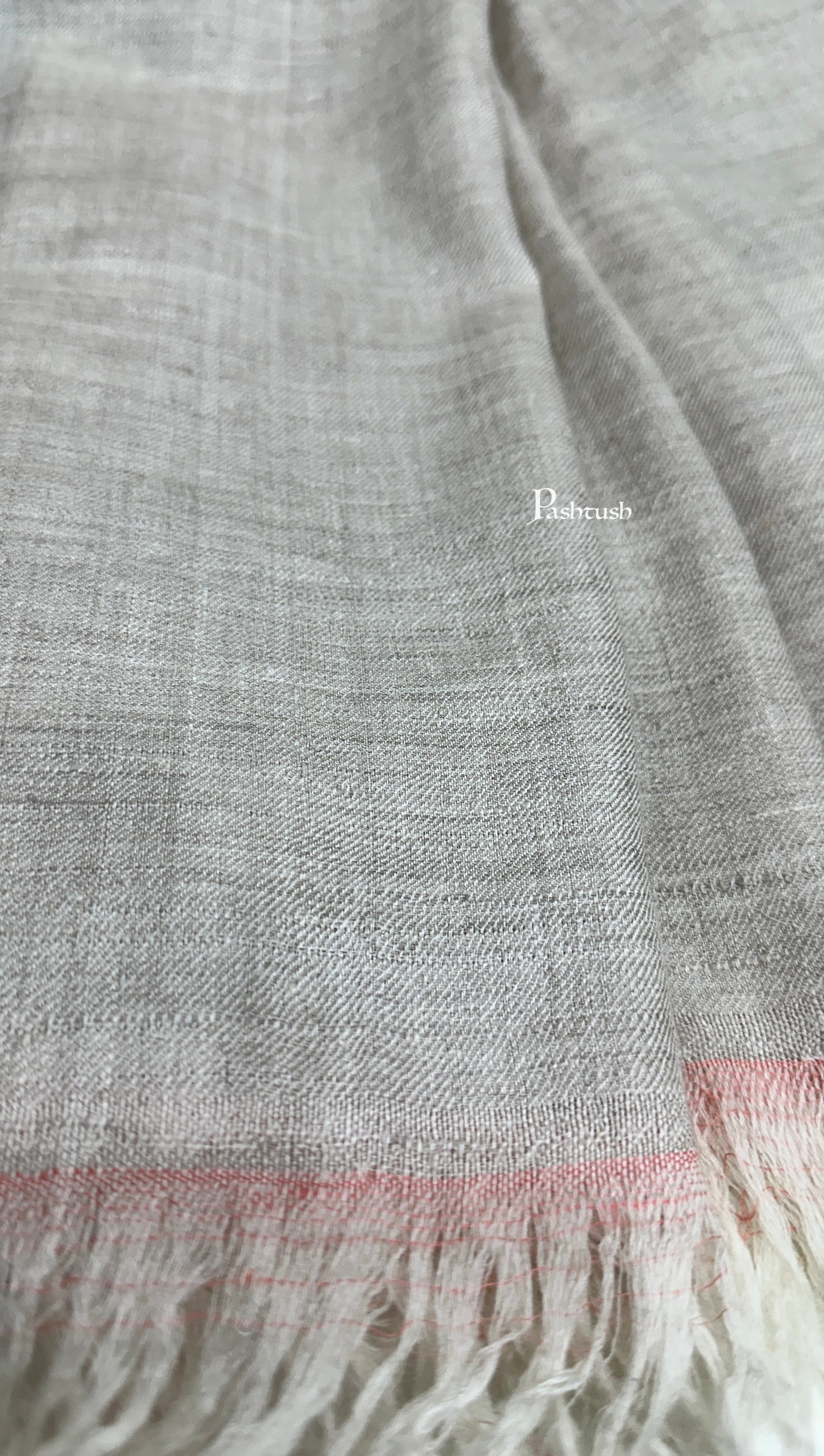 Pashtush Pure Pashmina Shawl, Hand Woven, Handmade, Beige - Image 5