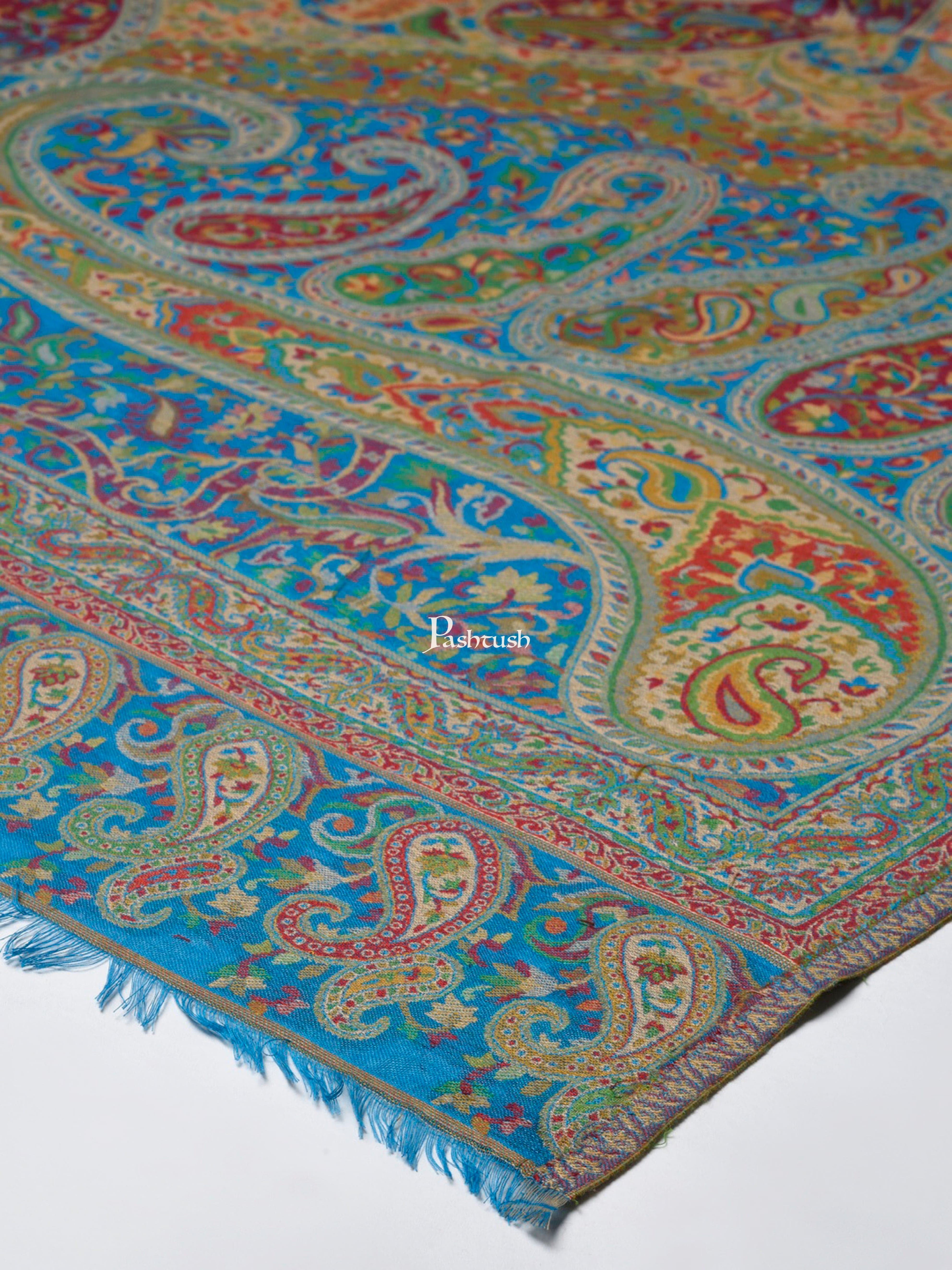 Pashtush Womens Faux Pashmina Shawl, Rich Garden Aesthetic, Arabic Blue - Image 2