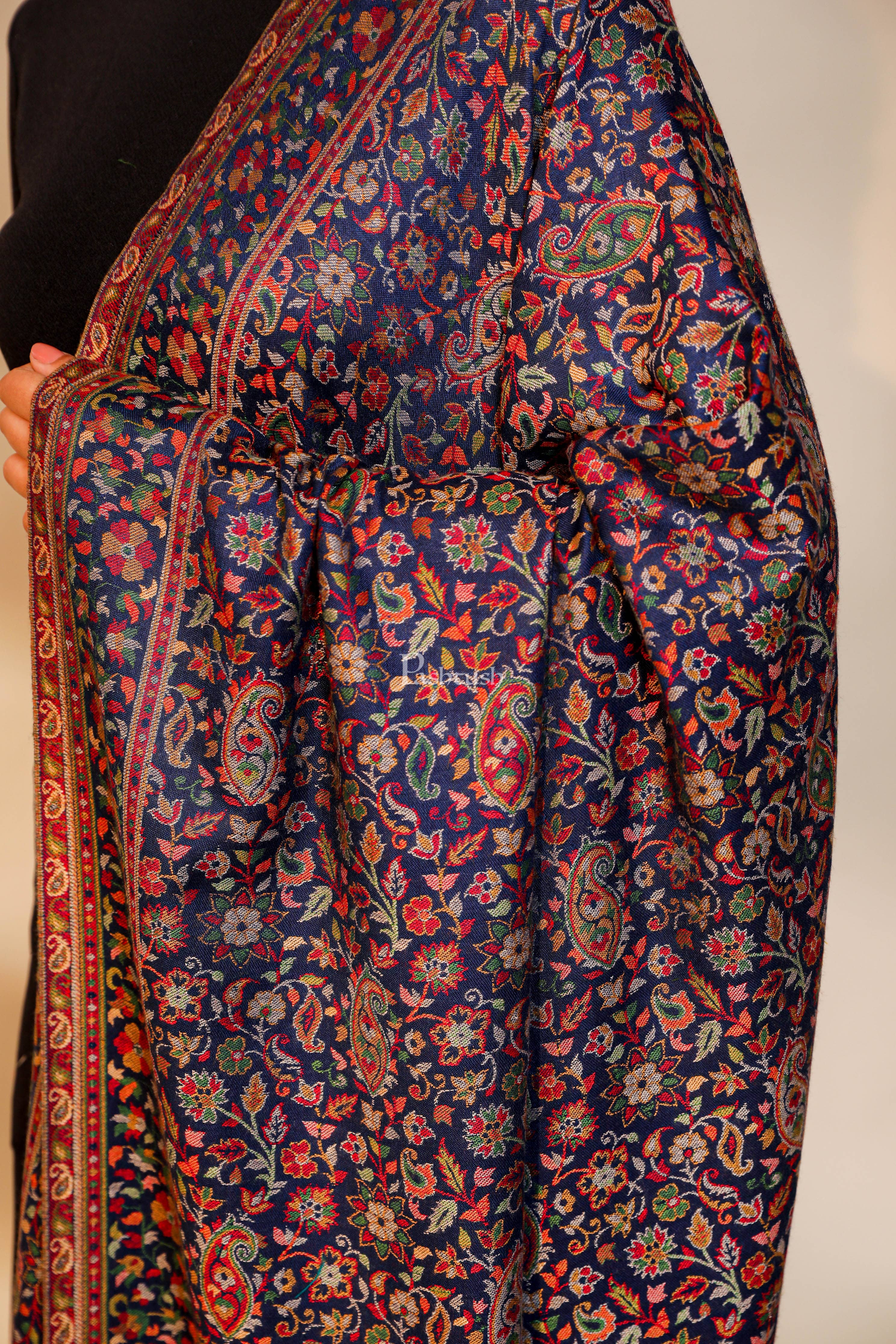 Pashtush women faux pashmina shawl, ethnic weave design, multi color - Image 5