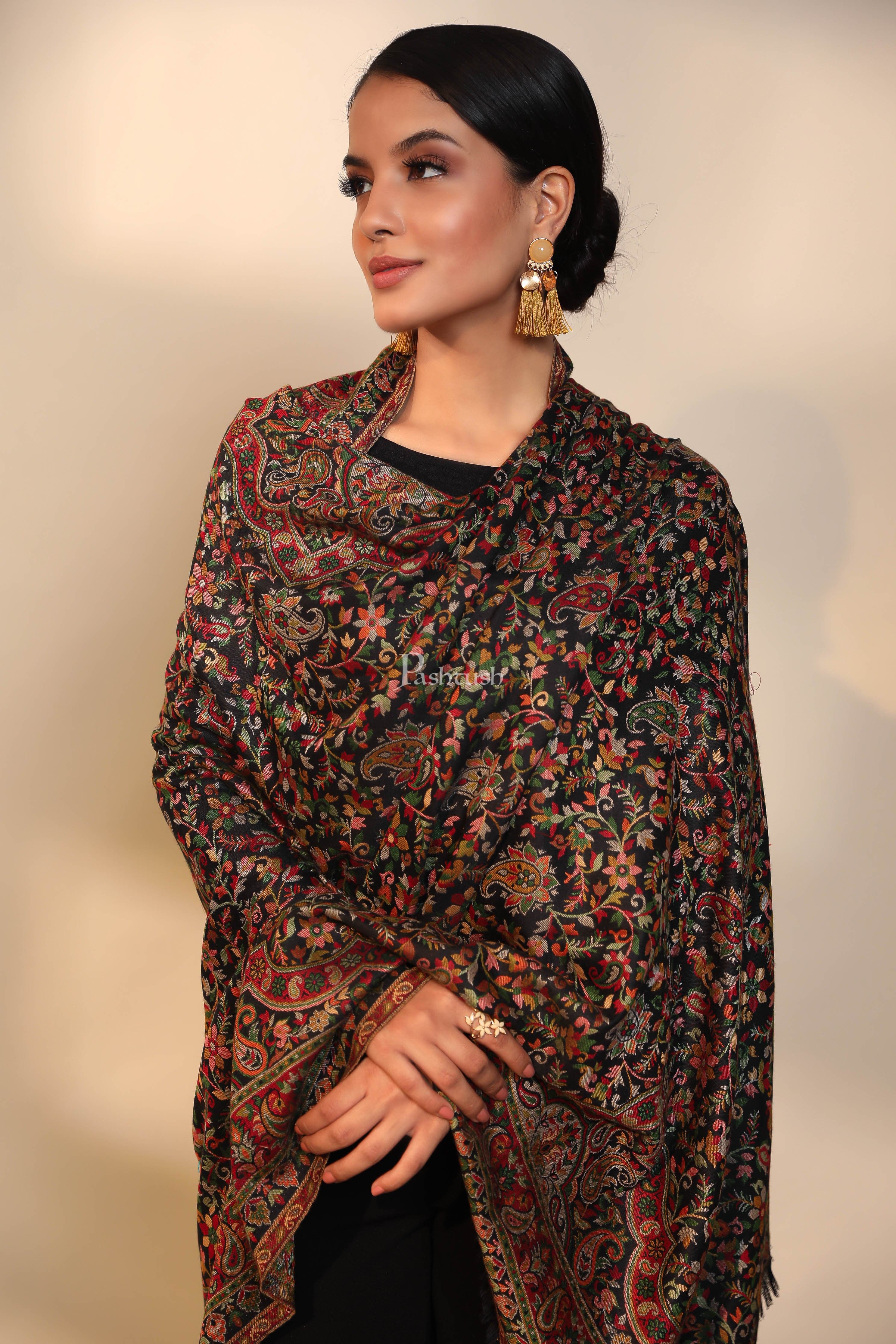 Pashtush women faux pashmina shawl, ethnic weave design, multi color - Image 3