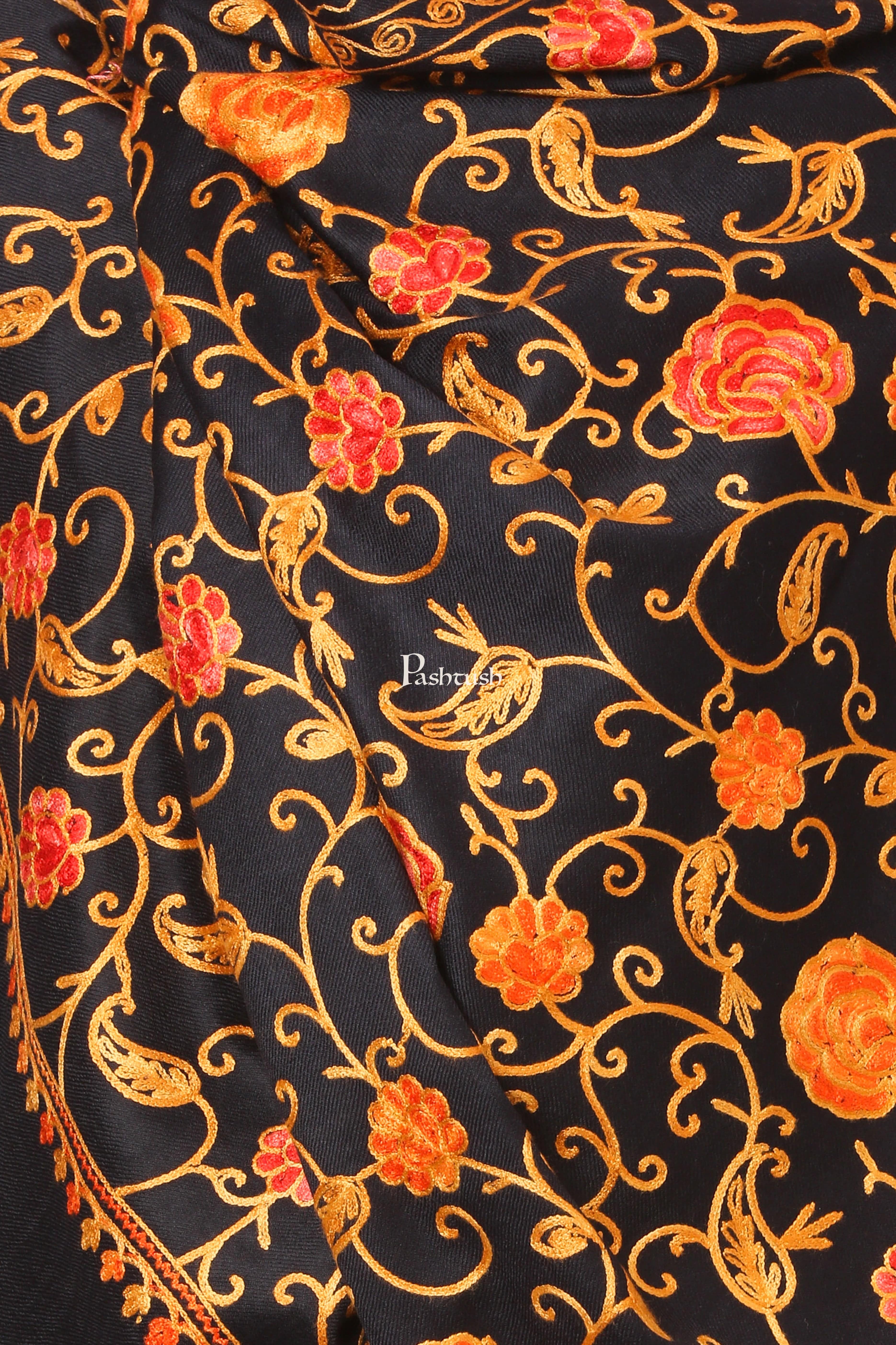Pashtush Aari Embroidery, Woollen Stole - Image 4