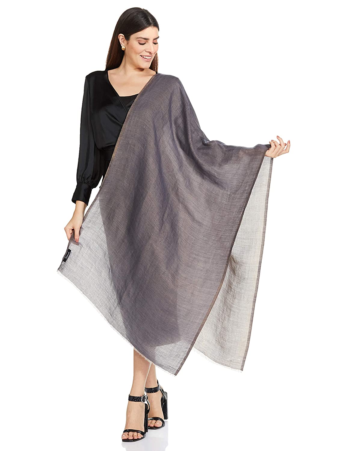 Pashtush Womens Stole, Twilight Collection, Zari Weave , Twin Colour, Gold And Blue - Image 2