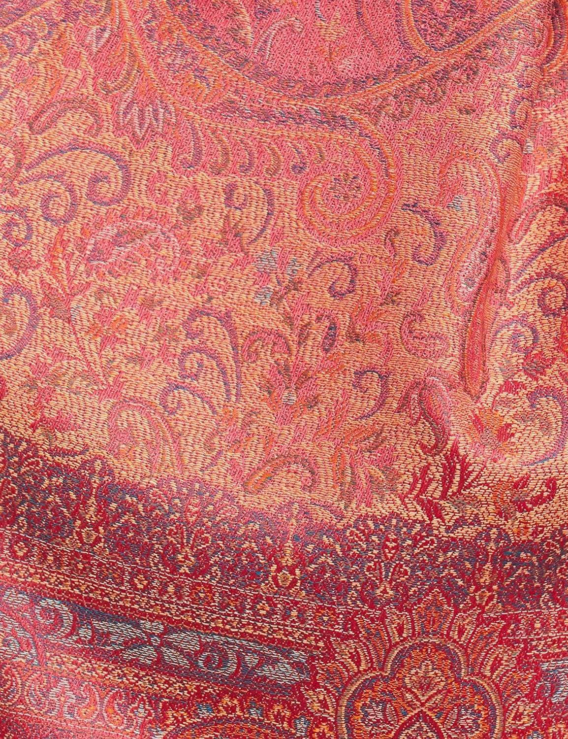 Pashtush Women'S Jamawar Shawl, Fuchsia - Image 4