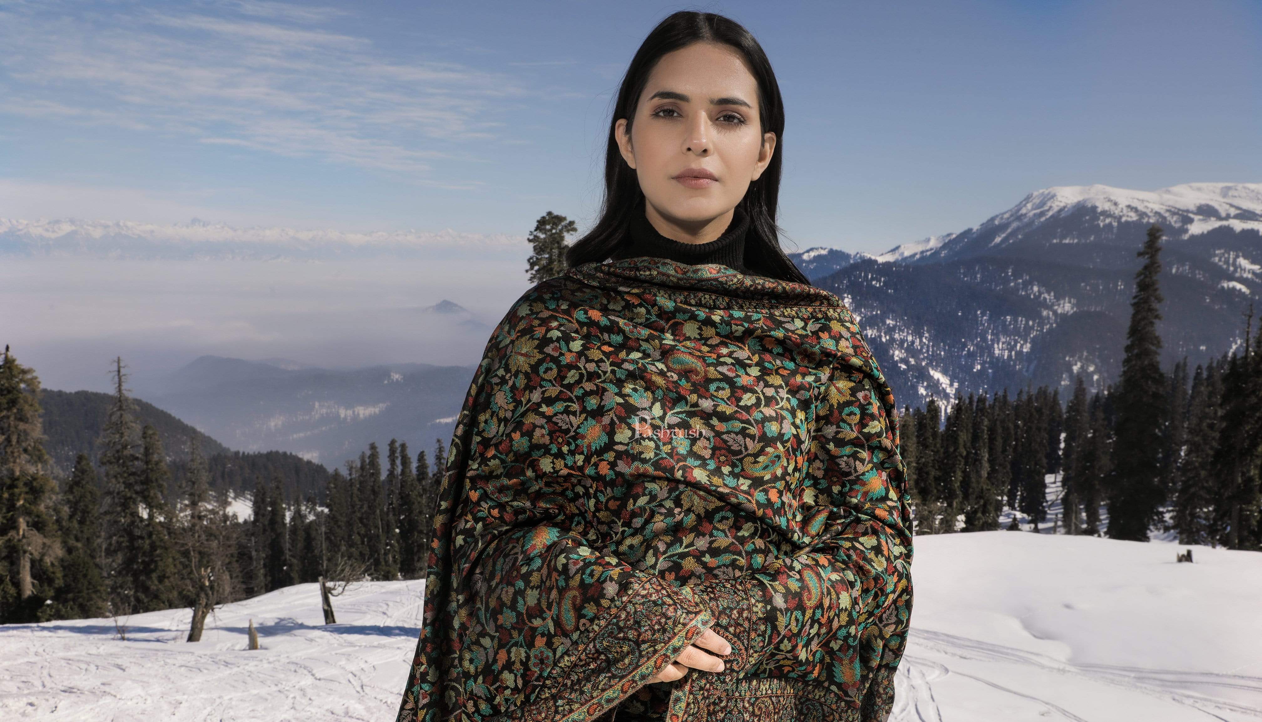 Pashtush Womens Fine Wool Ethnic Weave Shawl, Soft And Warm - Image 10