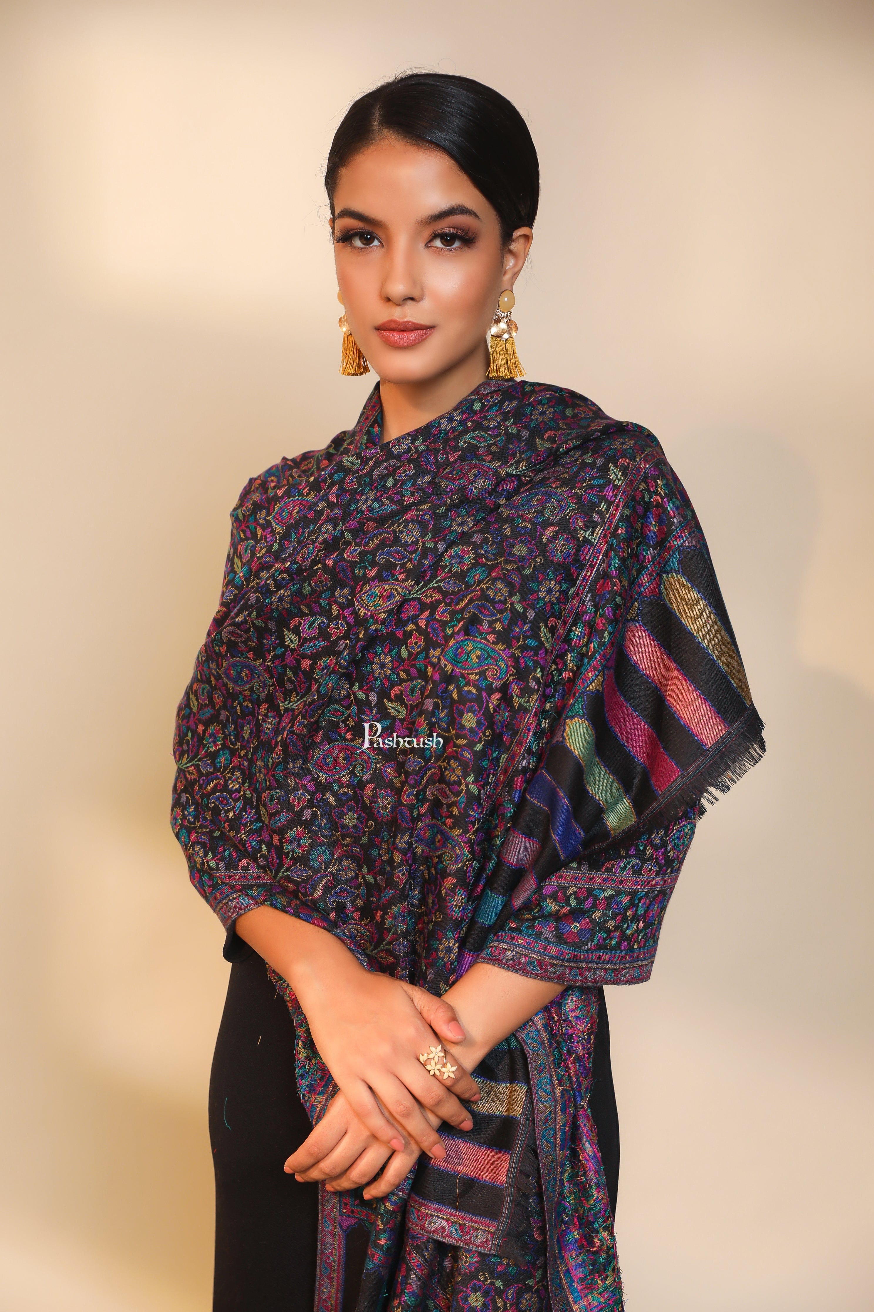 Pashtush women shawl, ethnic weave design, multi color - Image 2