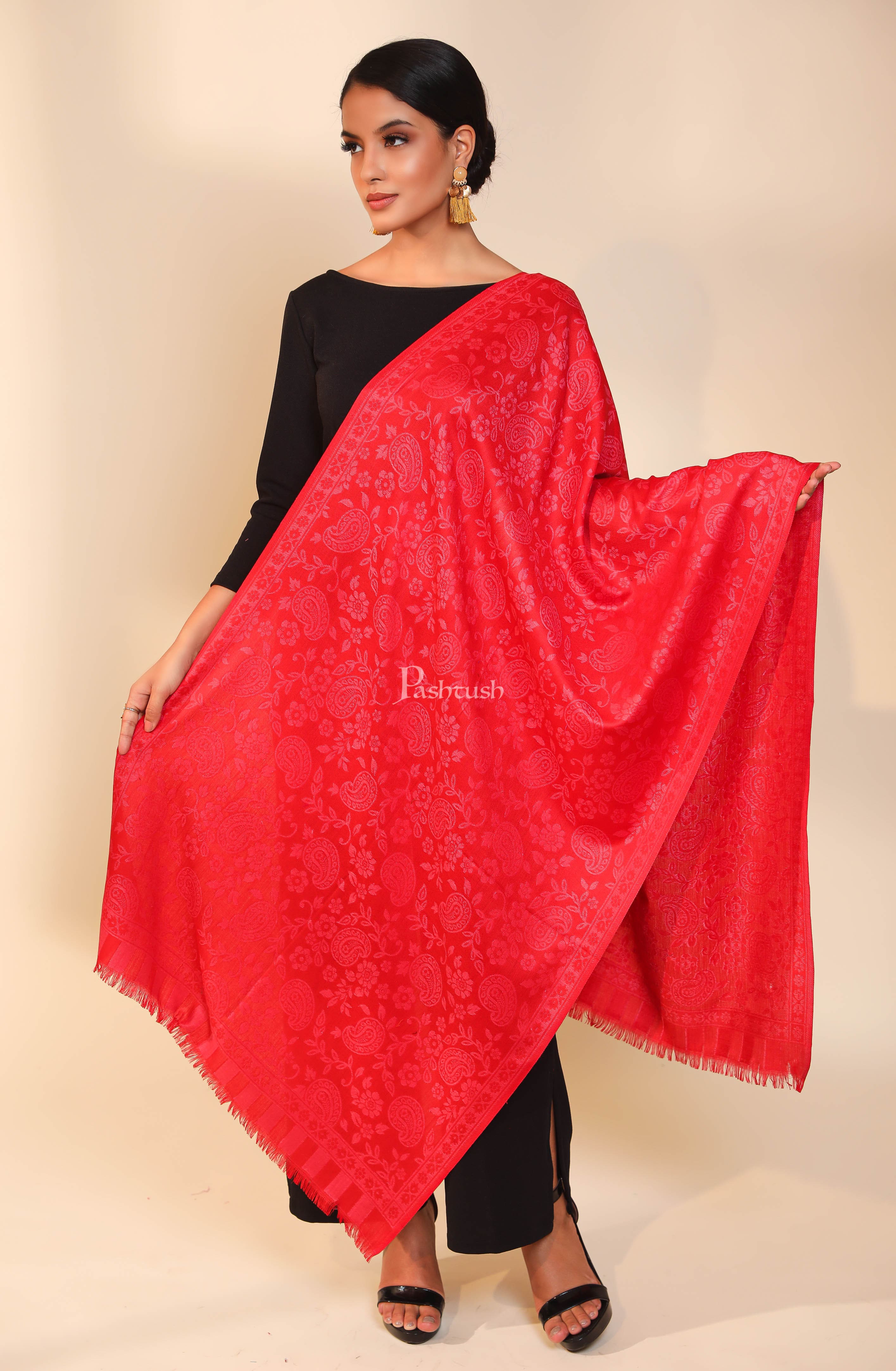Pashtush women stole, maroon - Image 2