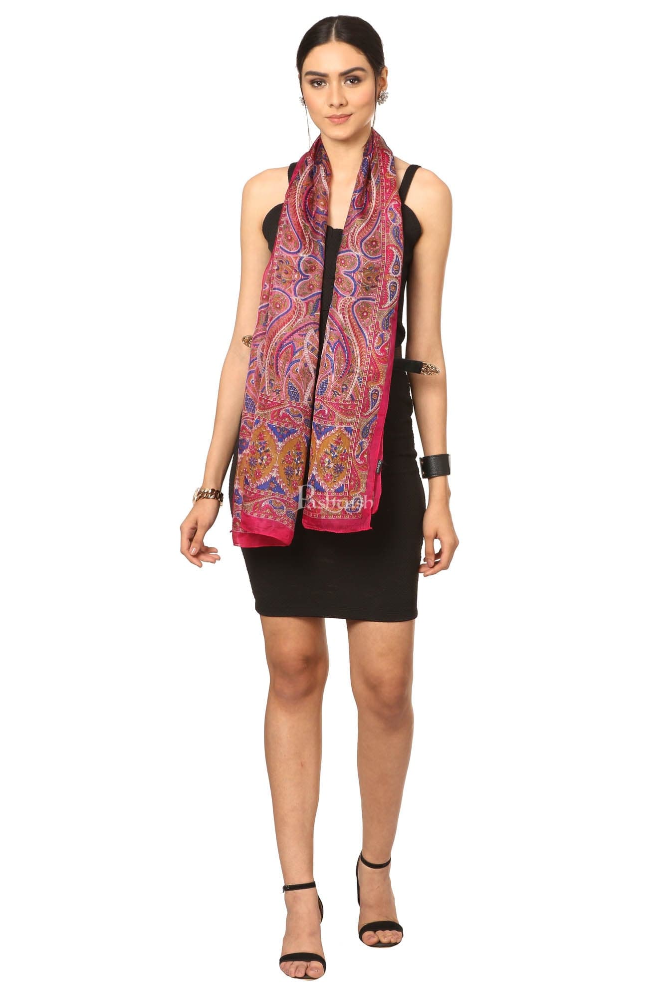 Pashtush Women'S 100% Pure Silk, Printed Scarf - Paisley Romance - Image 4