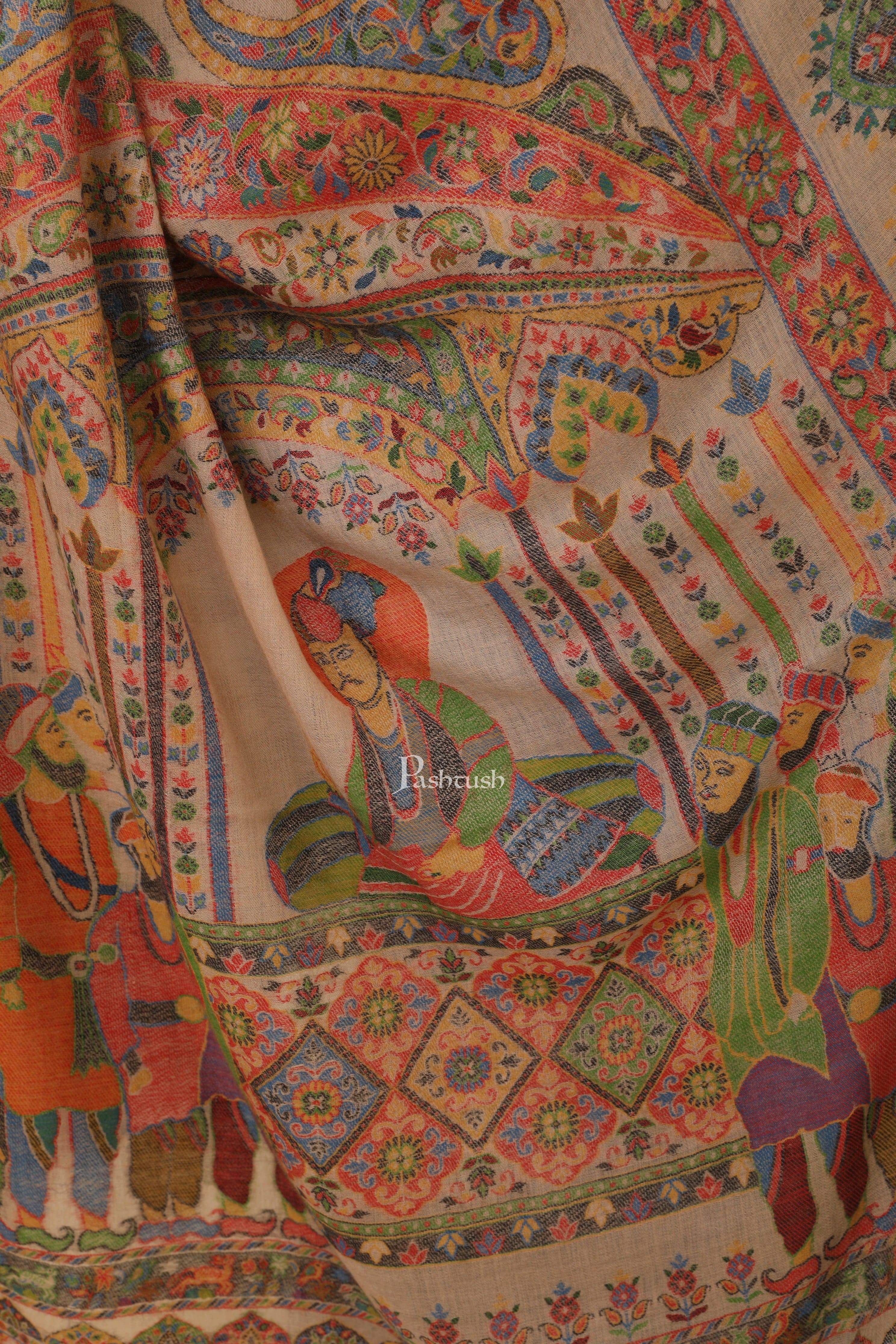 Pashtush Womens 100% Pure Wool Darbar Design Shawl, With Woolmark Certification - Image 2