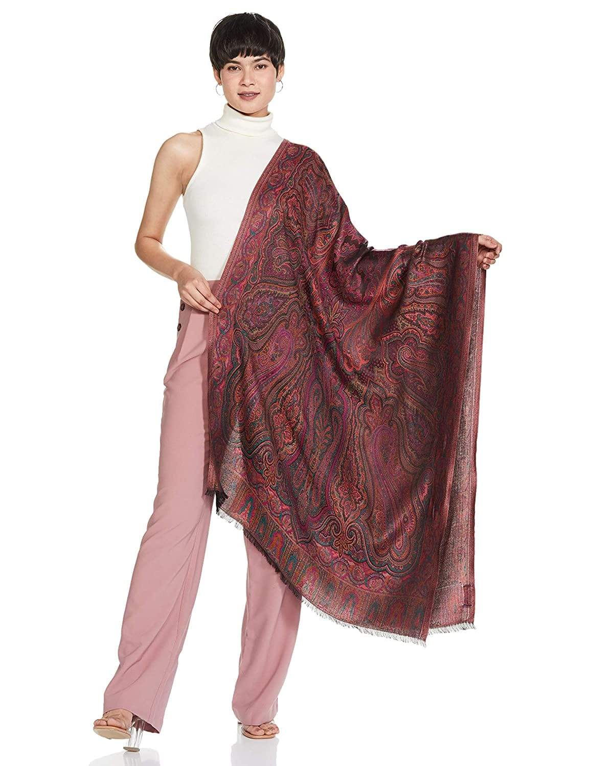 Pashtush Women'S Antique Scarf, Extra Soft Bamboo, Ethnic Weave - Image 9