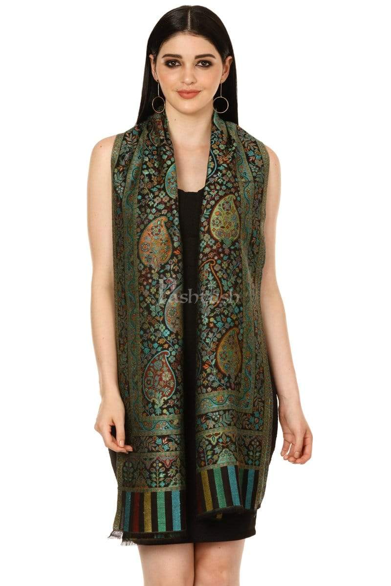 Pashtush Women'S Antique Scarf, Extra Soft Bamboo, Peacock Green - Image 9