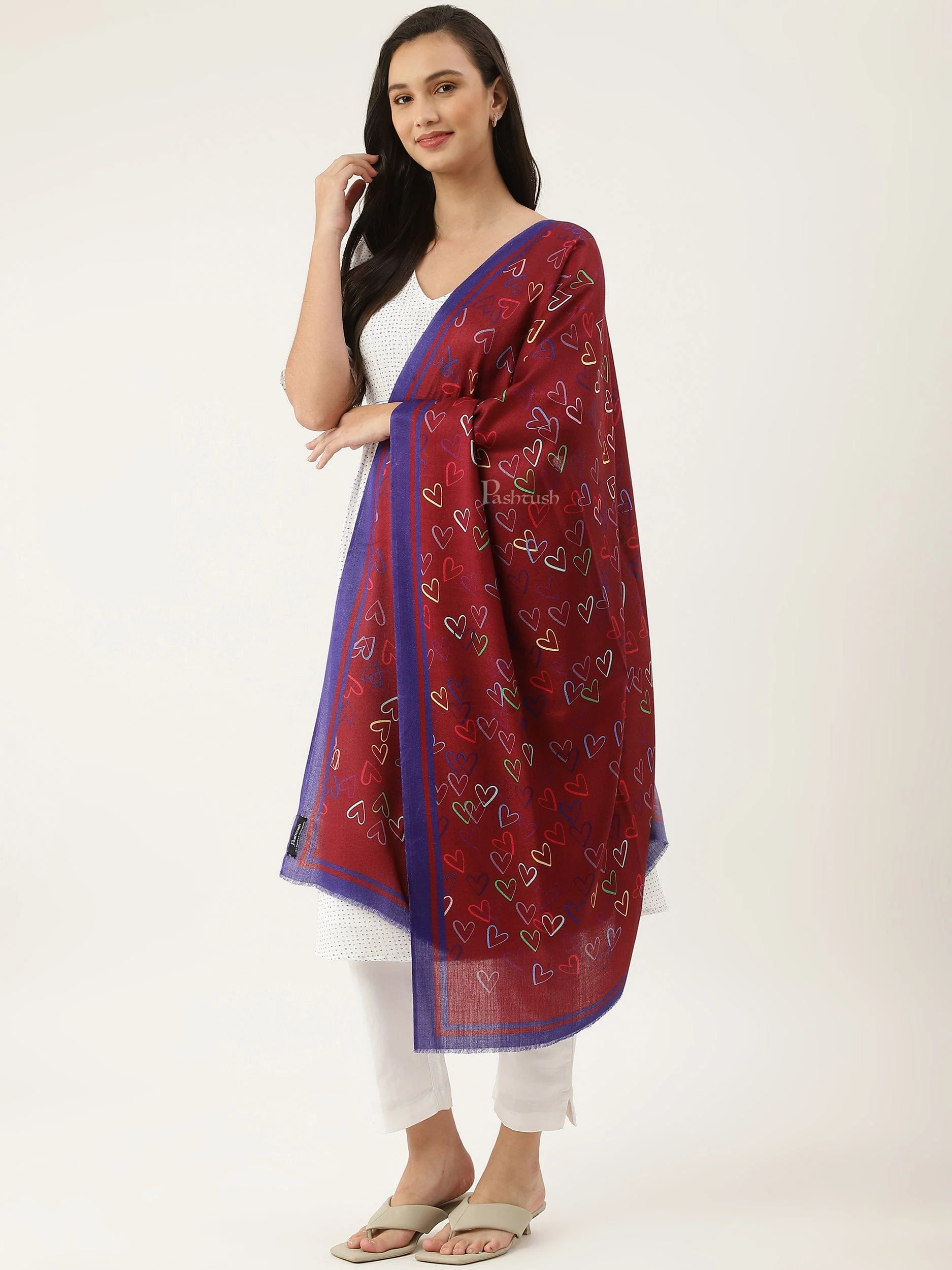 Pashtush womens Bamboo Stole, Cheerub Hearts design, Multicolour - Image 4