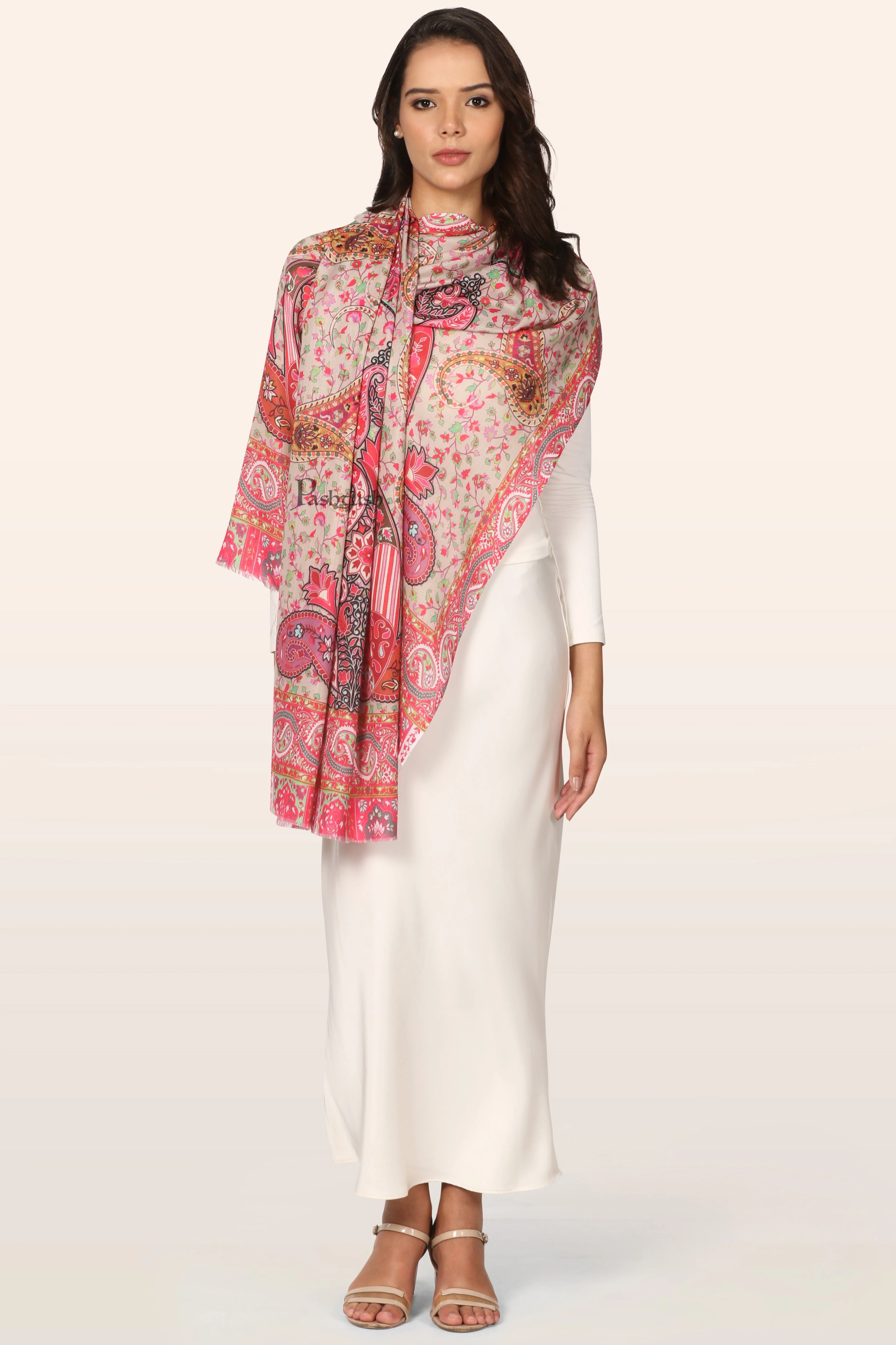Pashtush Womens Bamboo Stole, Paisley Weave Design, Multicolour - Image 5