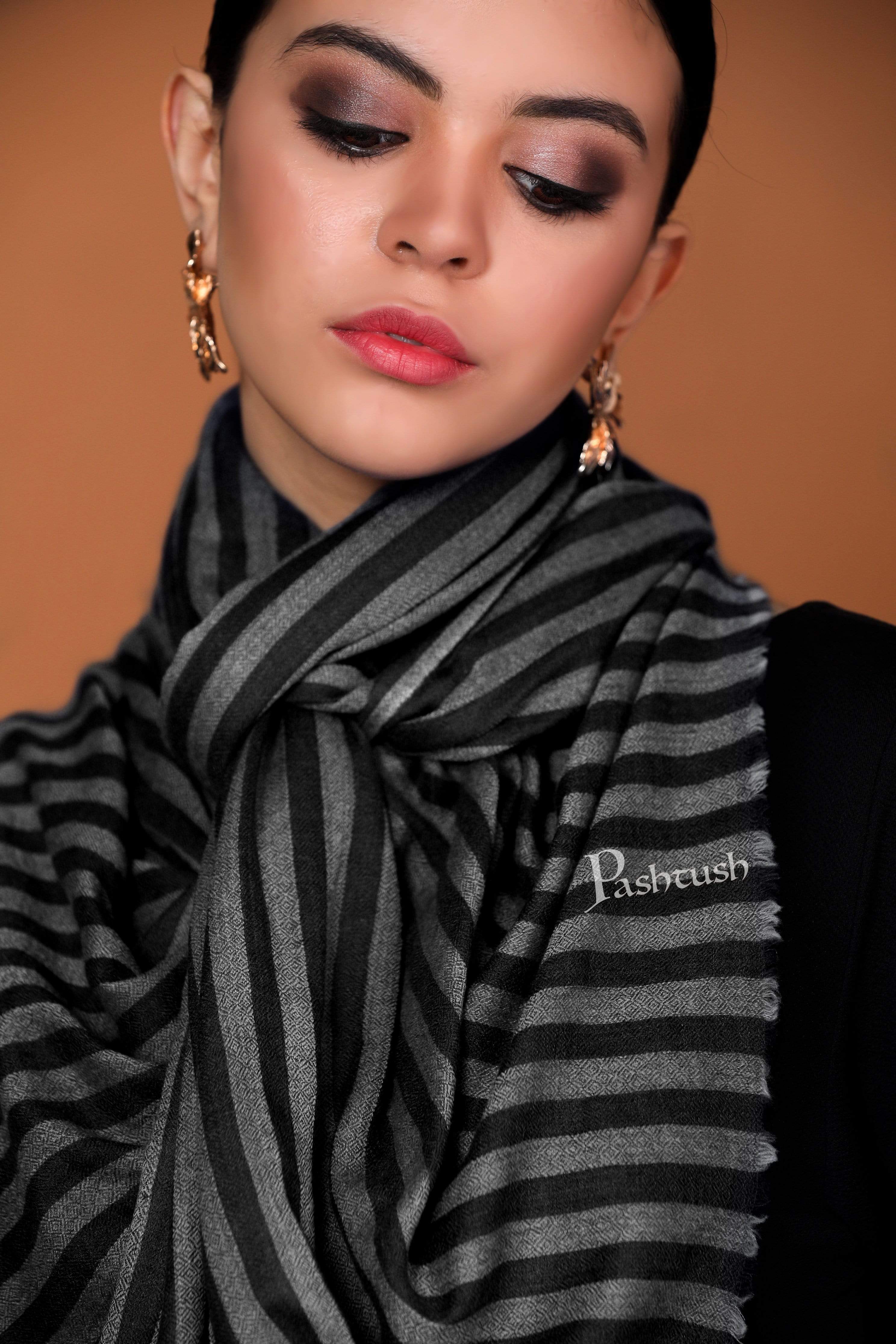 Pashtush Womens Bamboo Scarf, Monotone Black - Image 6
