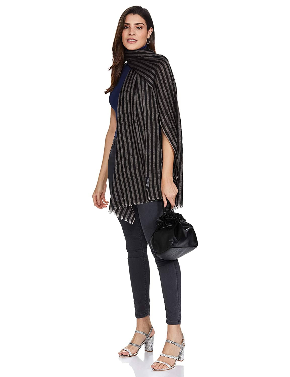 Pashtush Womens Bamboo Scarf, Monotone Black - Image 9