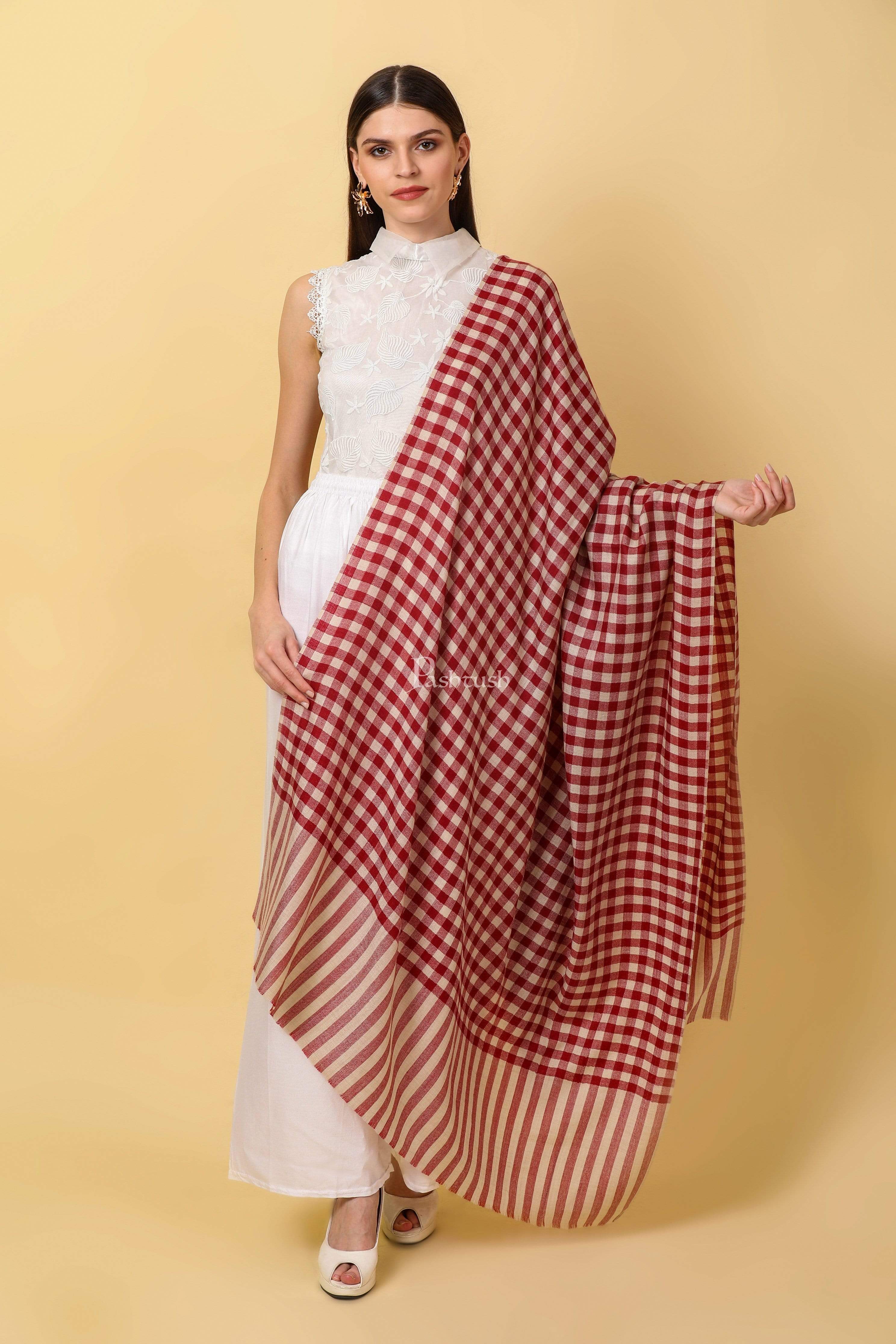 Pashtush Womens Check Shawl, Ultra Soft Wool, Full Size - Image 6