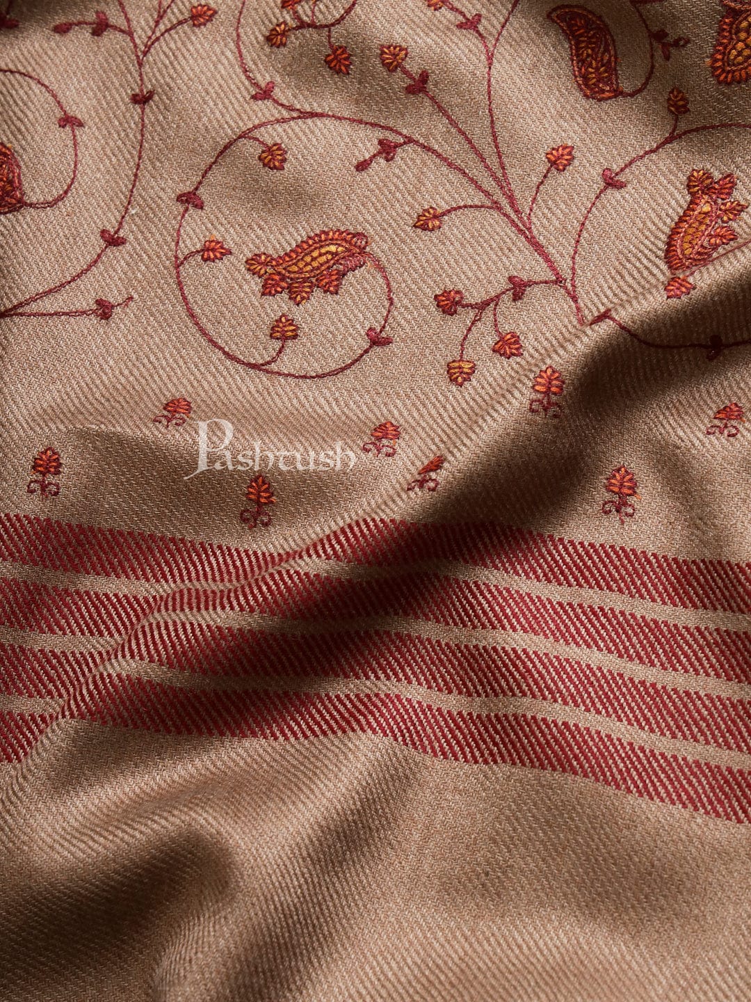 Pashtush Womens Embroidery Shawl, Large And Warm, Brown - Image 2