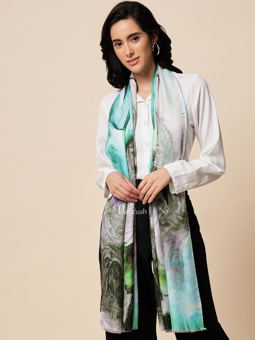 Pashtush Womens Extra Fine Soft Bamboo Stole, Multicolour - Image 2