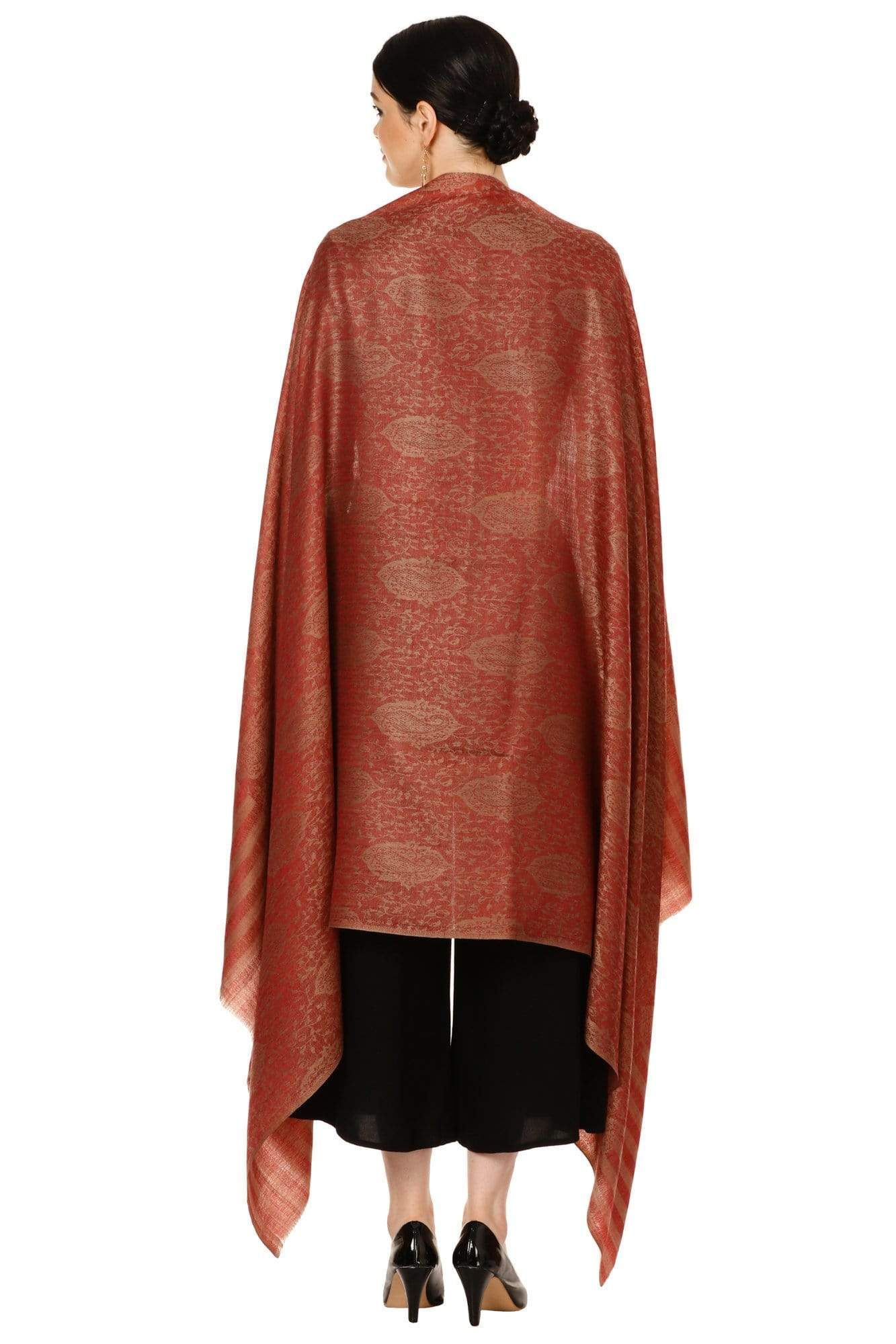 Pashtush Womens Extra Fine Wool Blend  Shawl Soft Ultra Light Weight Maroon - Image 6
