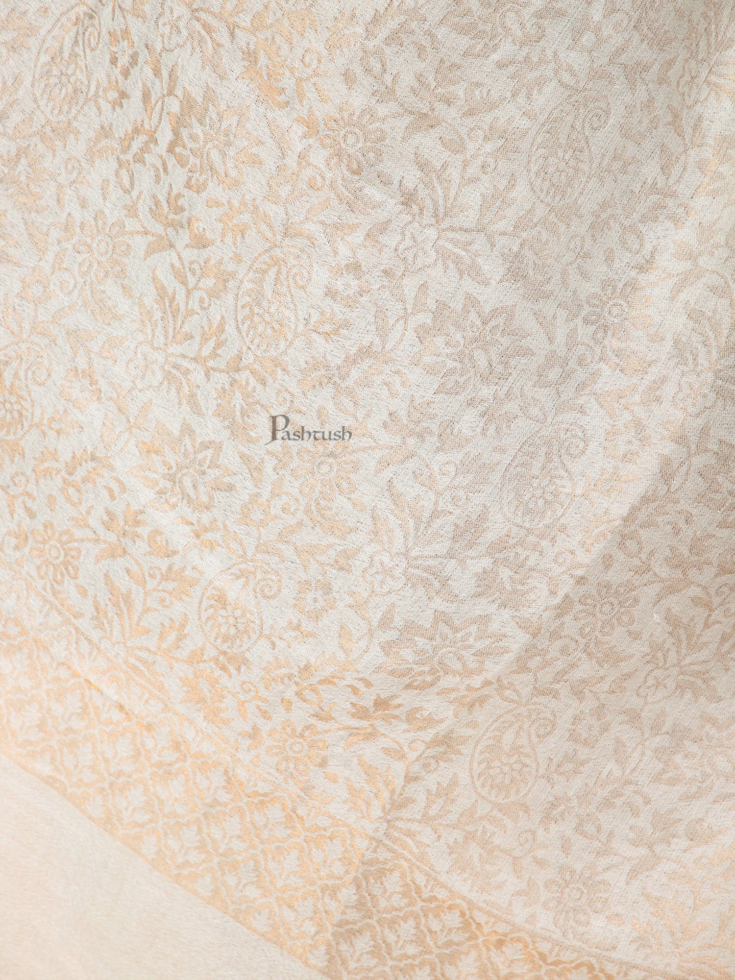 Pashtush Womens Extra Fine Wool Shawl, Pasiley Weave Design, Emily Ivory - Image 2