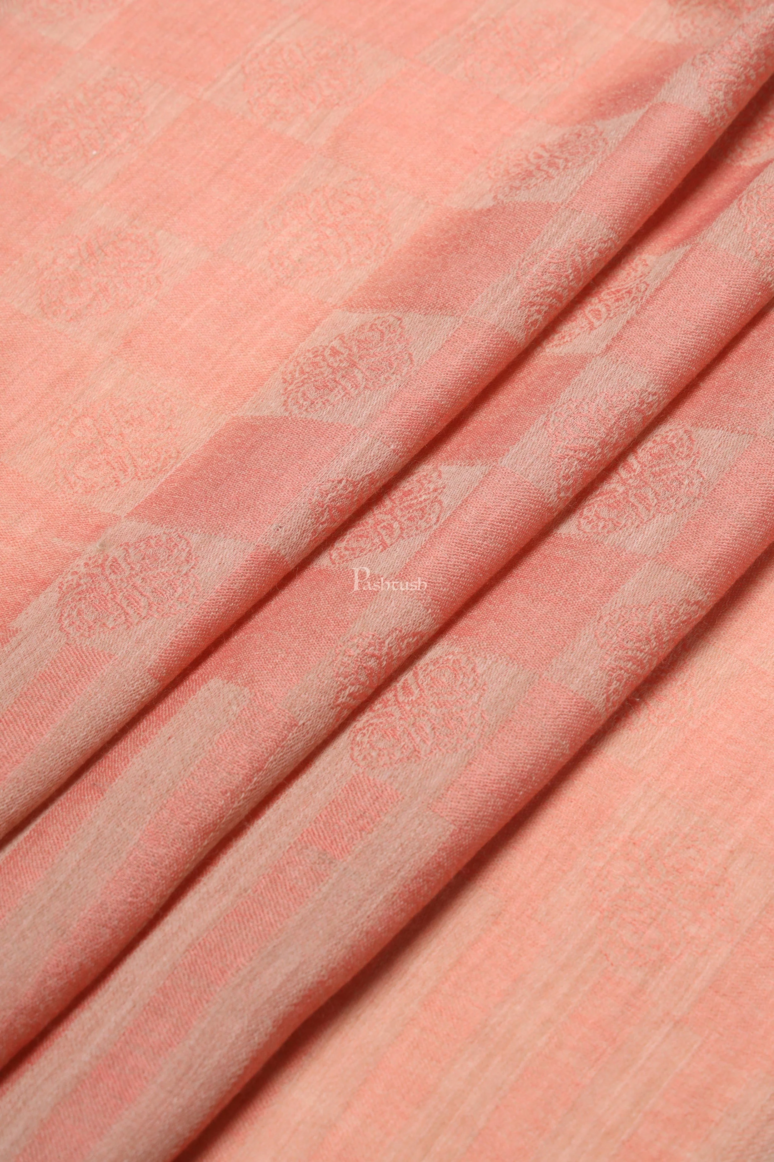 Pashtush Womens Extra Fine Wool Stole, Checkered Weave Design, Rose - Image 2