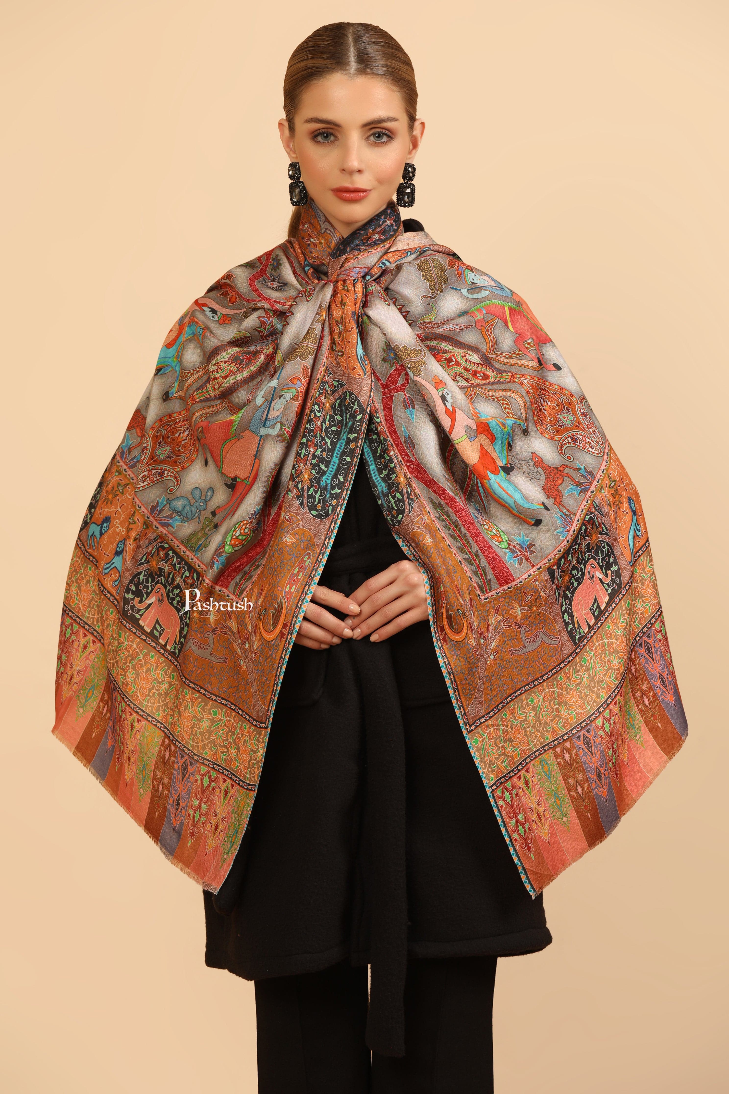 Pashtush Womens Extra Soft Bamboo Stole, Printed Paisley Design, Multicolour - Image 4