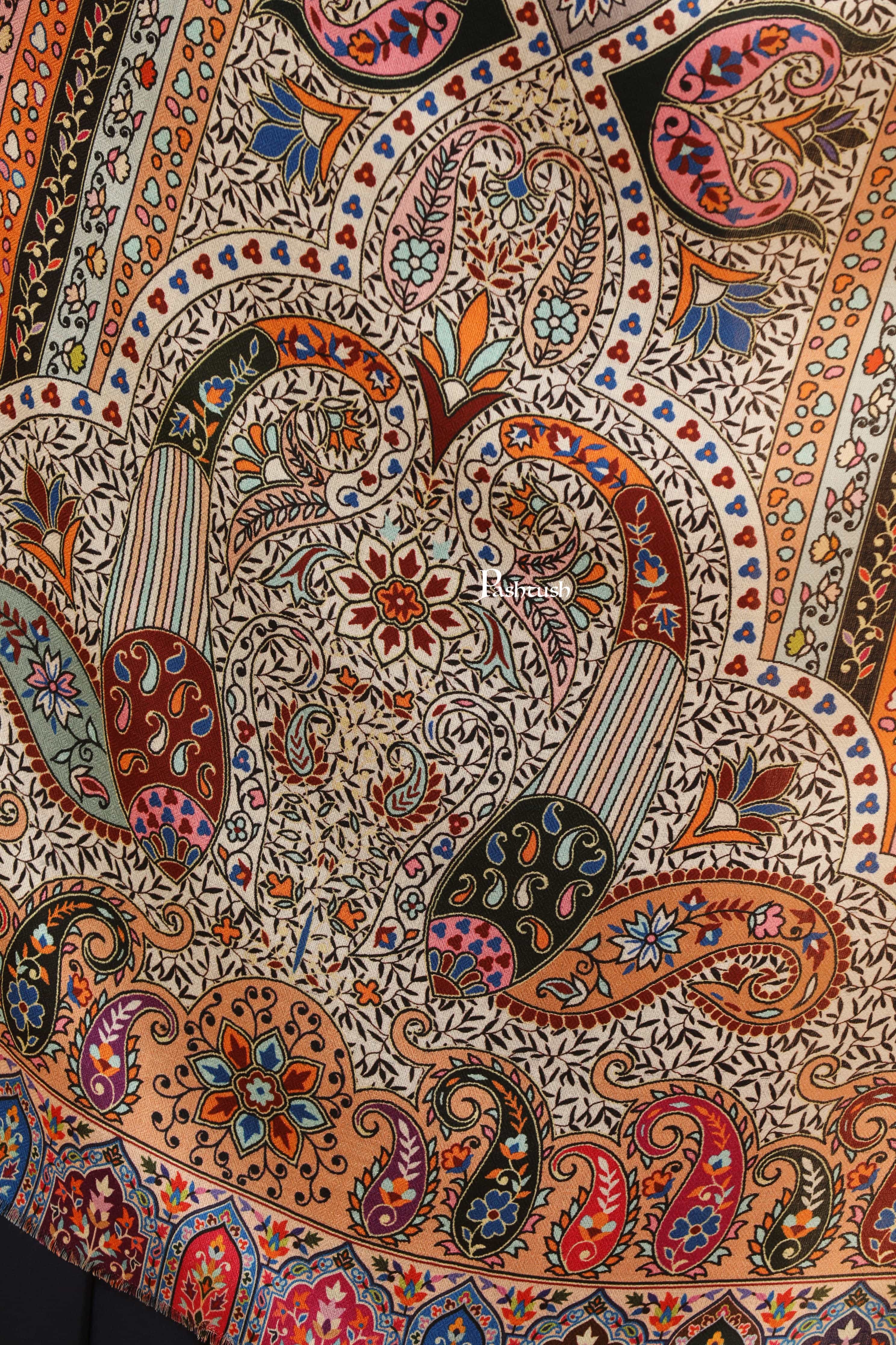 Pashtush Womens Extra Soft Bamboo Stole, Printed Paisley Design, Multicolour - Image 2