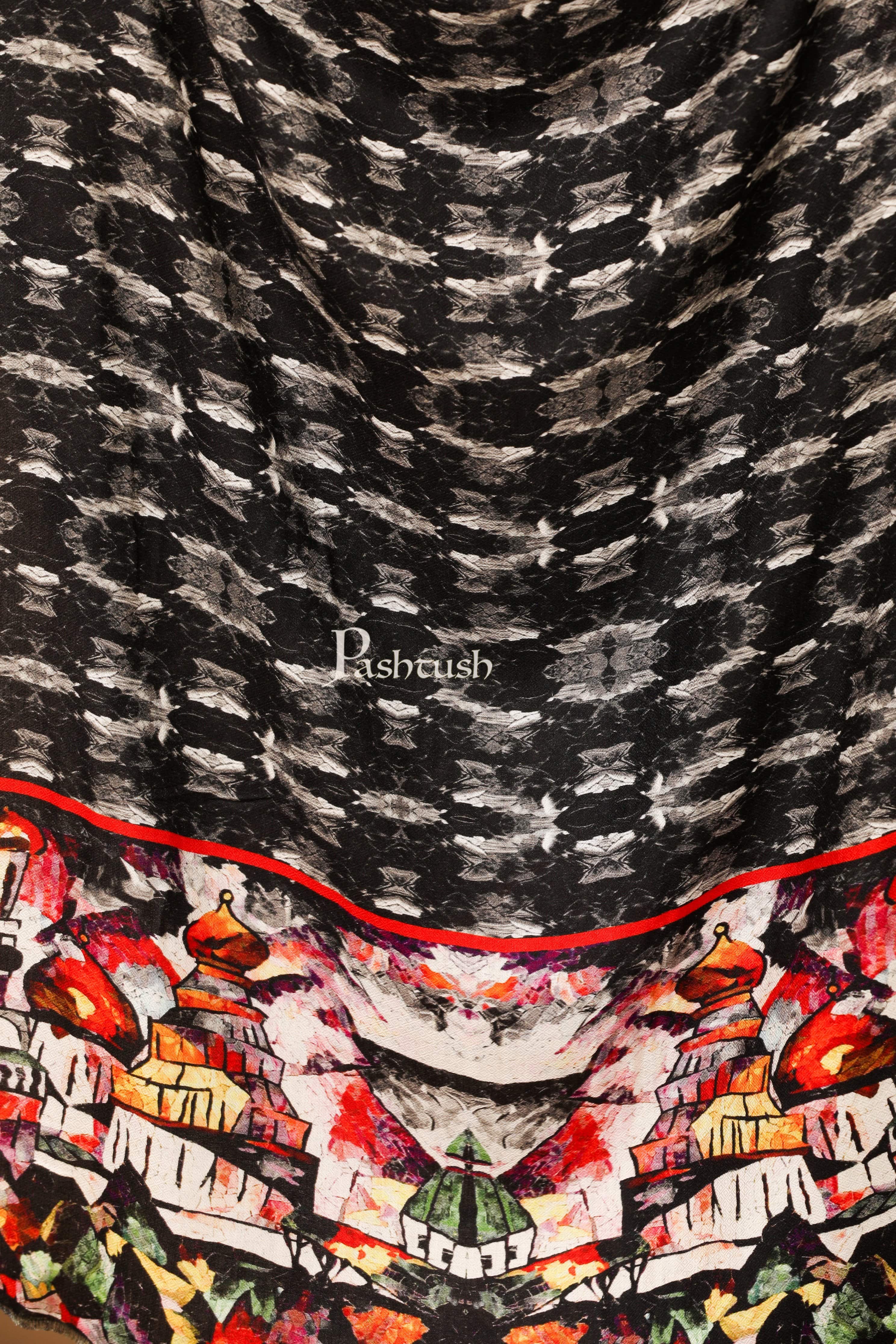 Pashtush Womens Extra Soft, Sketch Printed Bamboo Scarf - Image 3