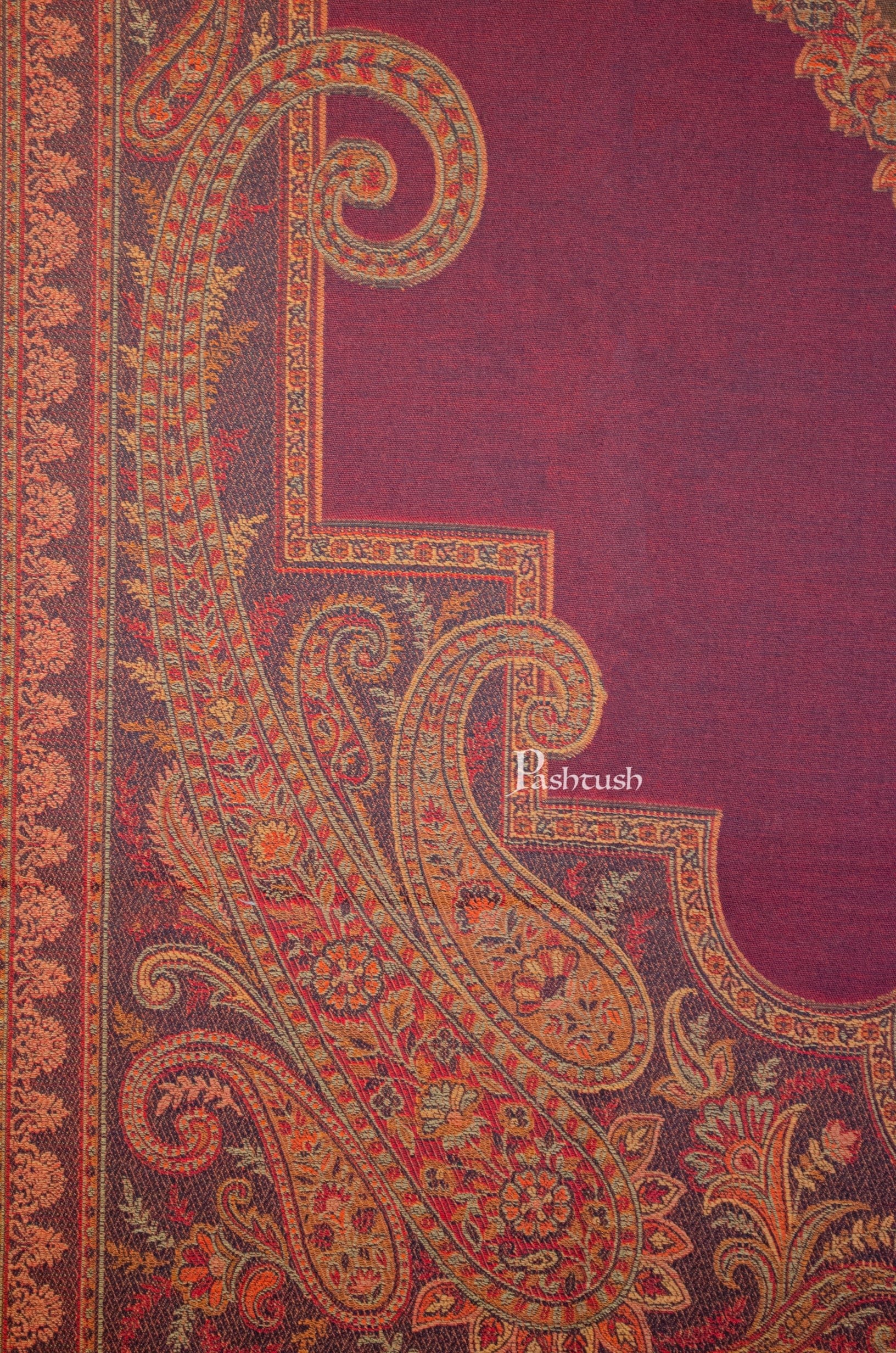 Pashtush Womens Faux Pashmina Shawl, Ethnic  Weave Design, Black - Image 2