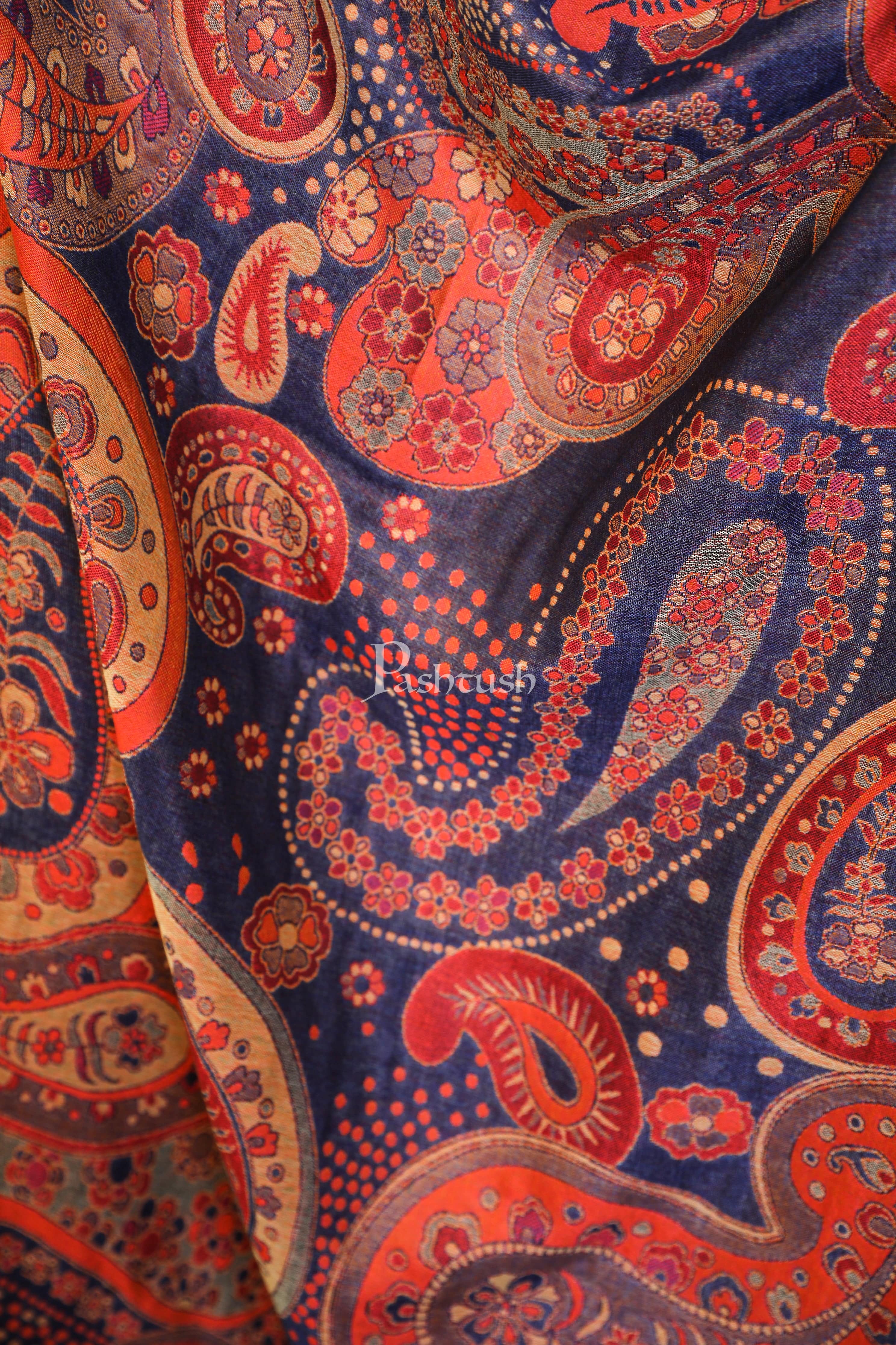 Pashtush womens Faux Pashmina stole, paisley weave design, Multicolour - Image 3
