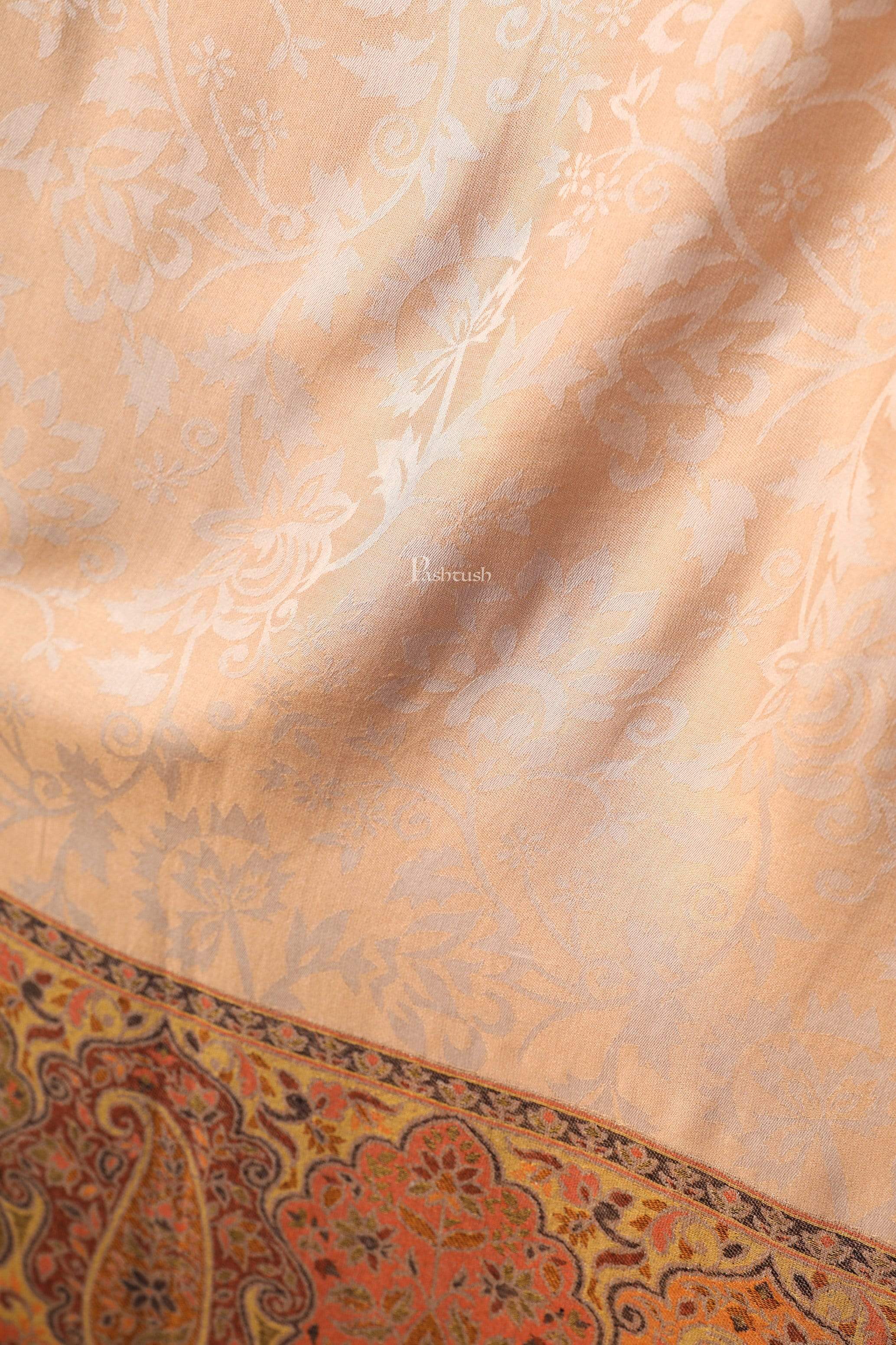 Pashtush Womens Fine Bamboo Jacquard Scarf, Reversible, Multicoloured - Peach - Image 4