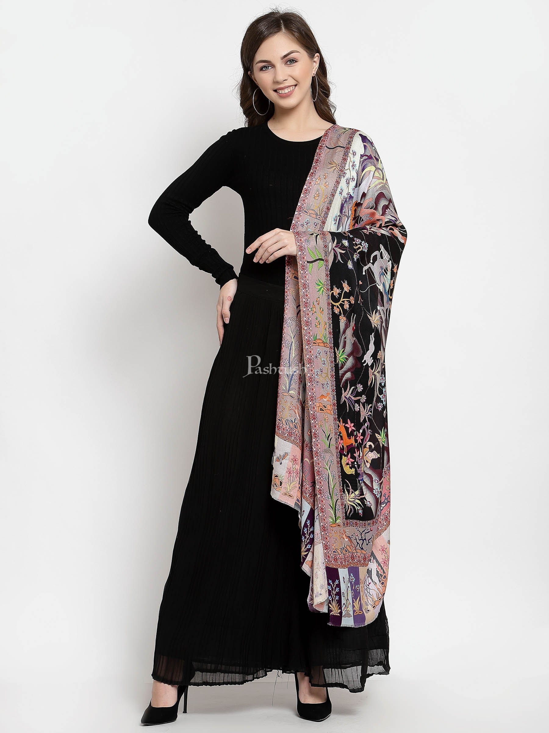Pashtush Womens Fine Soft Bamboo Stole, Shikaardar Print Design - Image 5