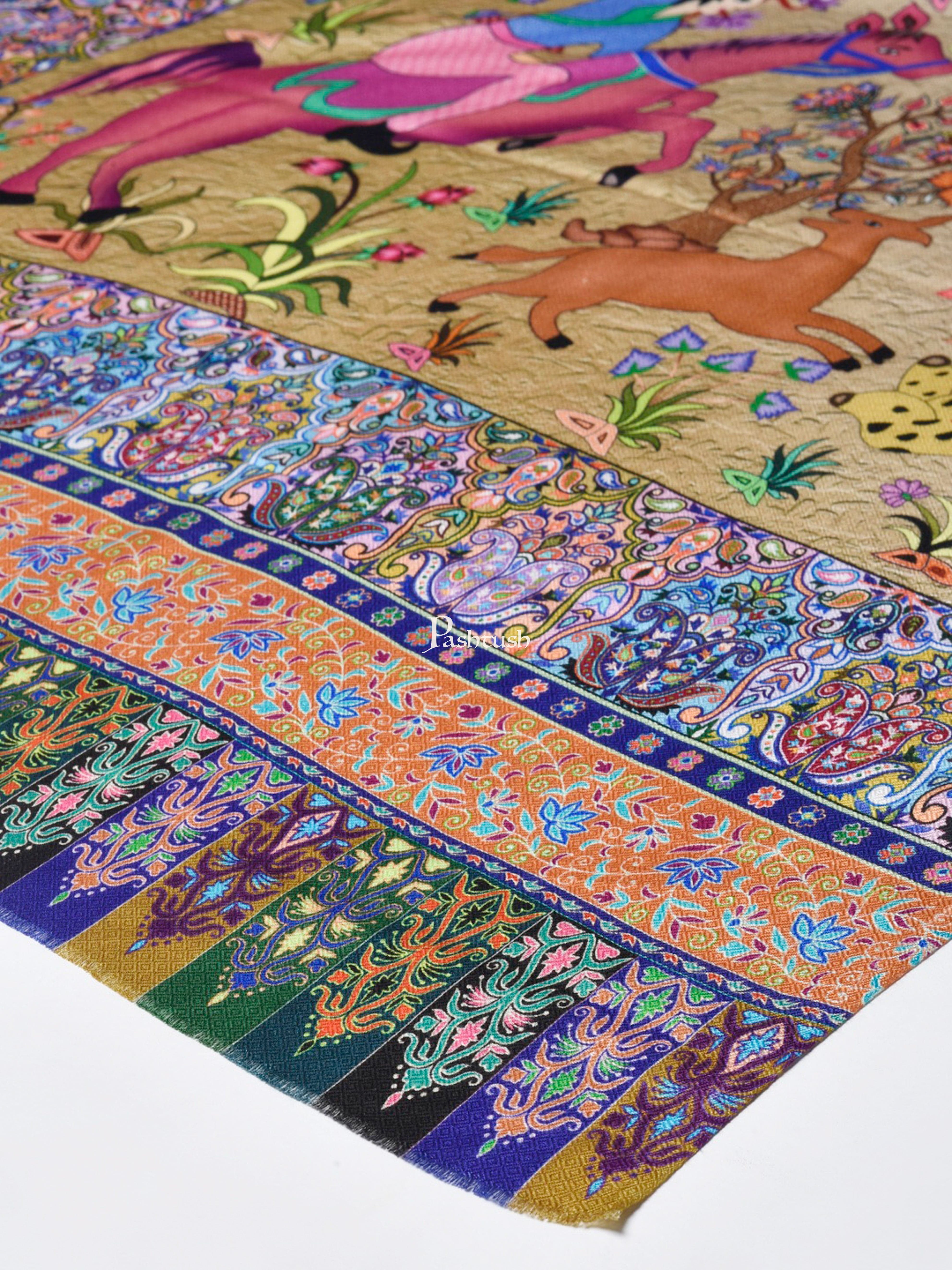 Pashtush Womens Fine Soft Bamboo Stole, Shikaardar Print Design - Image 7