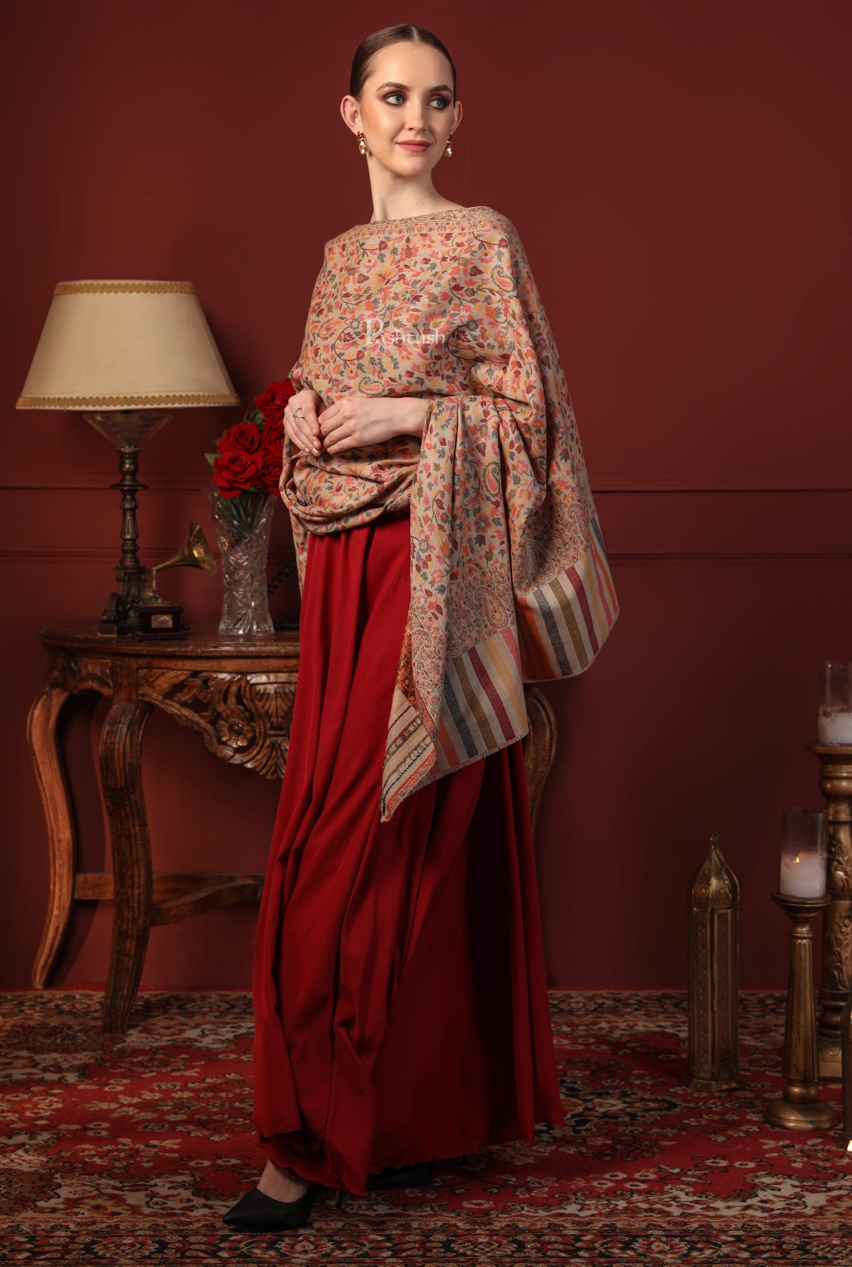 Pashtush Womens Fine Wool Ethnic Weave Shawl, Soft And Warm - Image 4